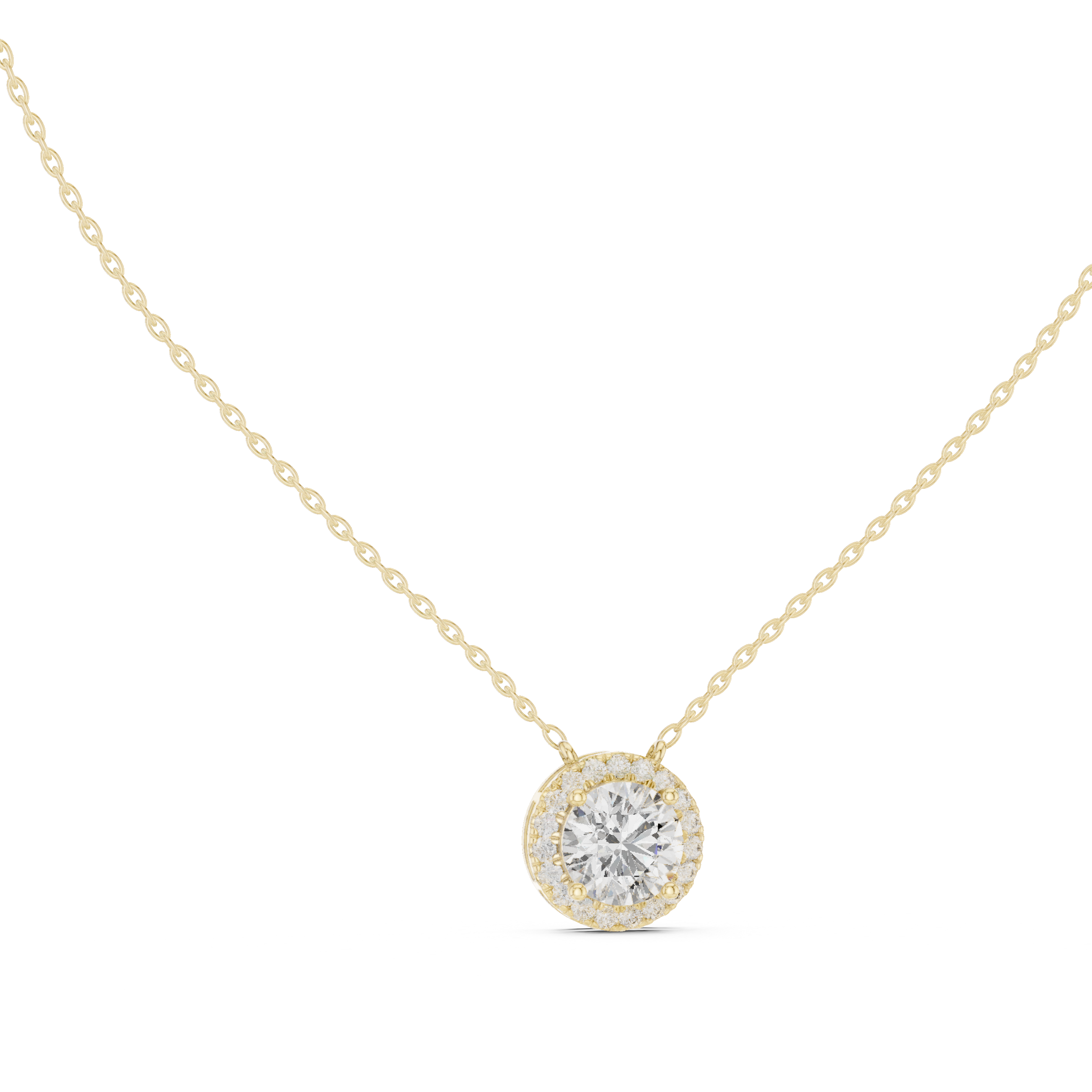 Round Halo Diamond Pendant Necklace