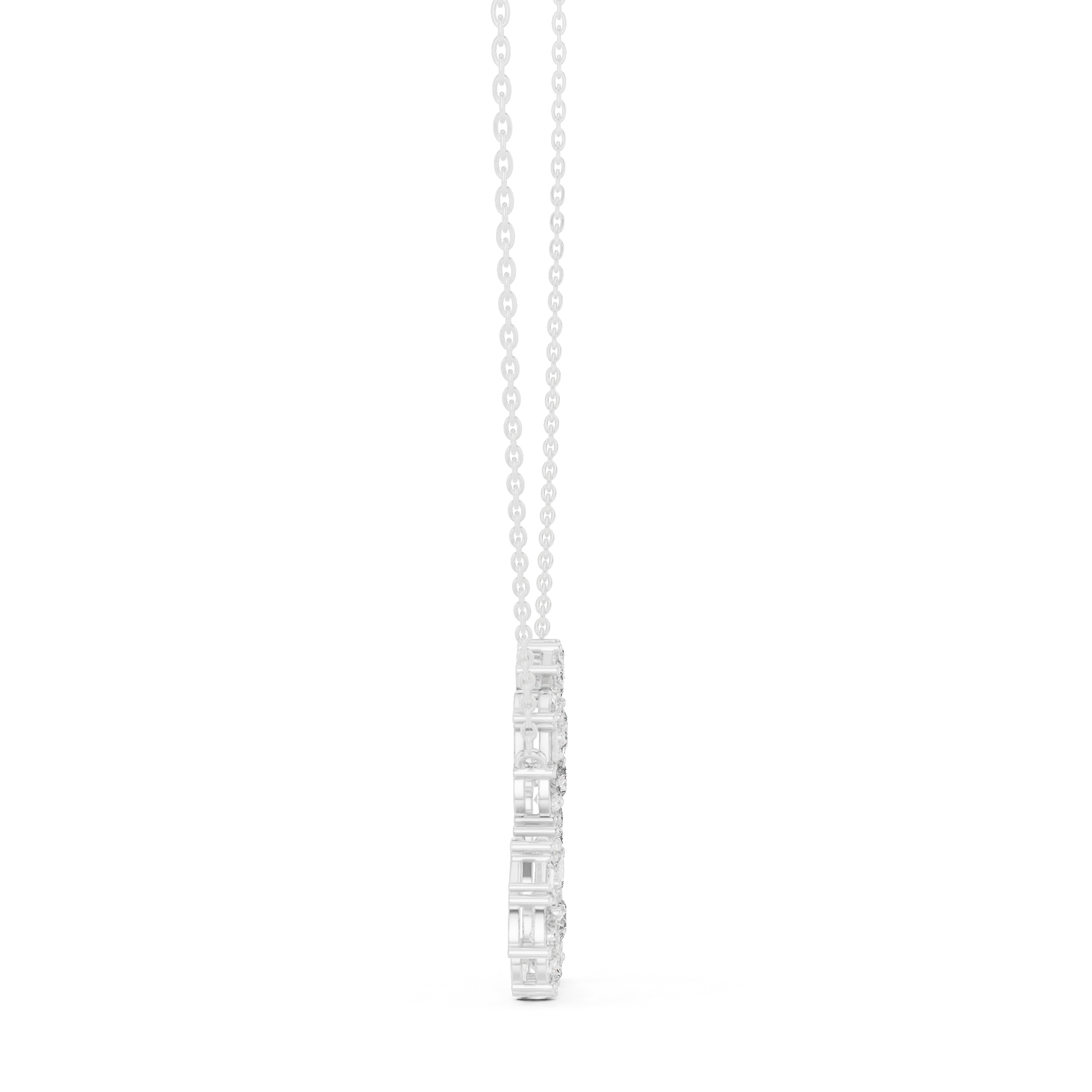 Open Heart Multi-Cut Diamond Pendant Necklace