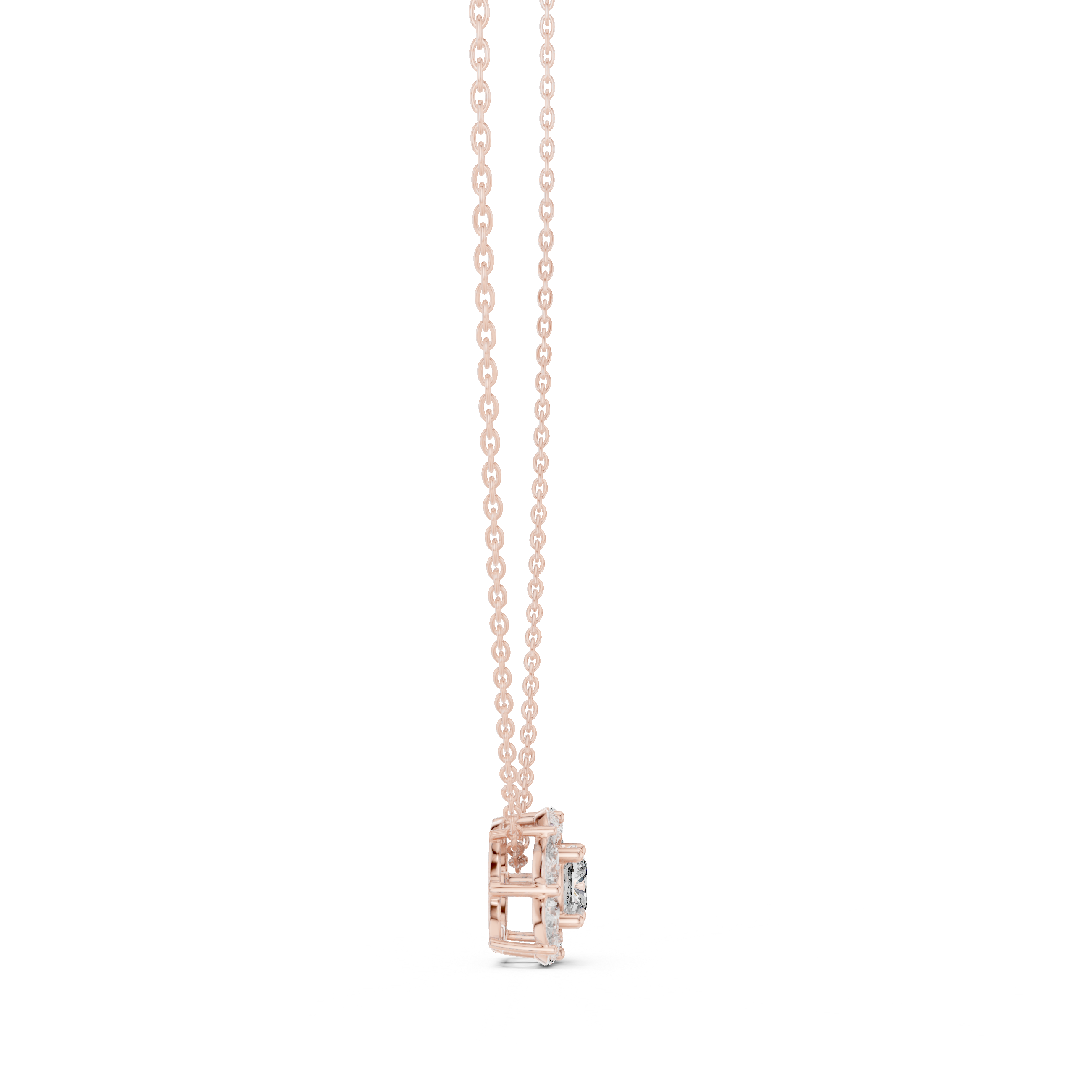 Cushion Cut Diamond Cluster Pendant Necklace