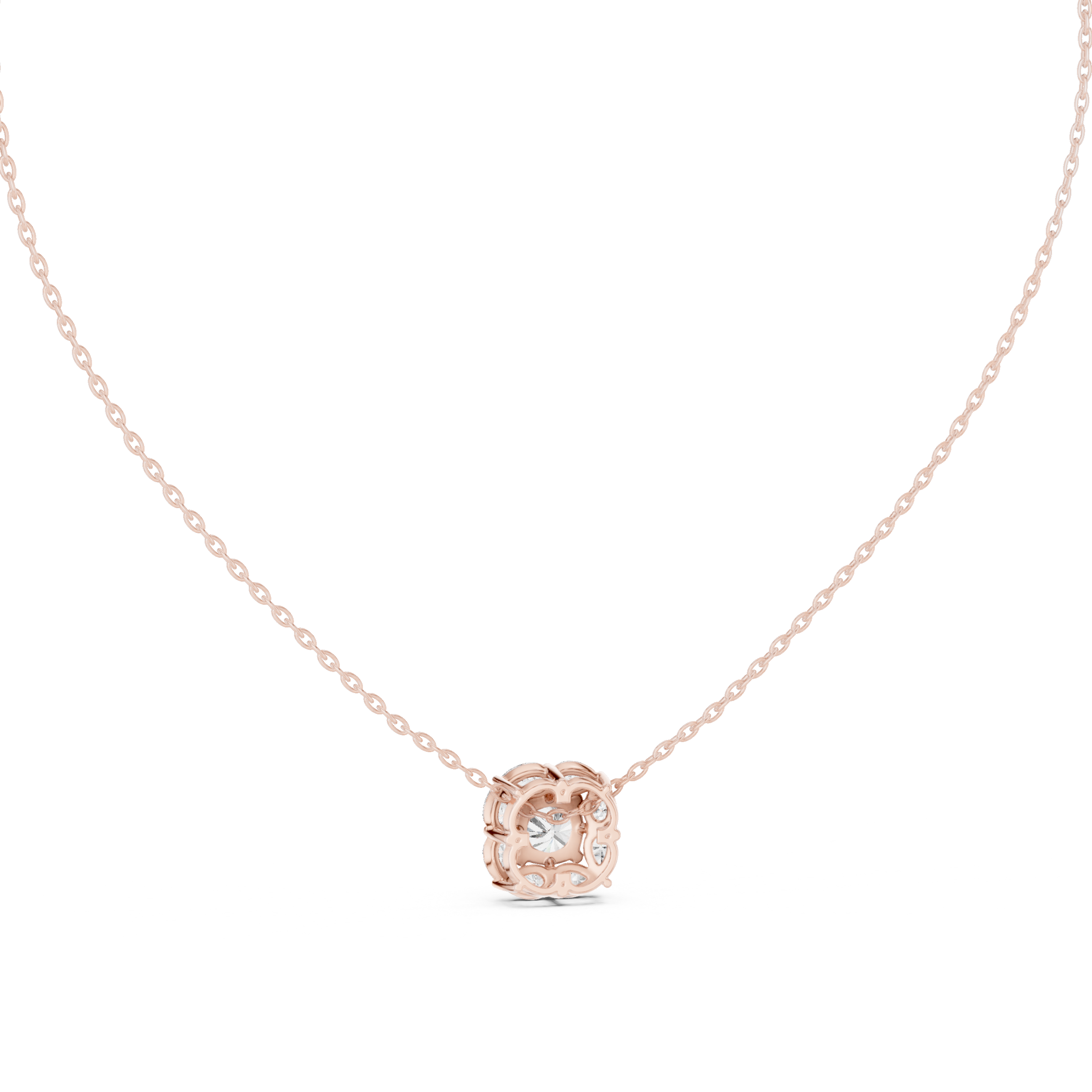 Cushion Cut Diamond Cluster Pendant Necklace