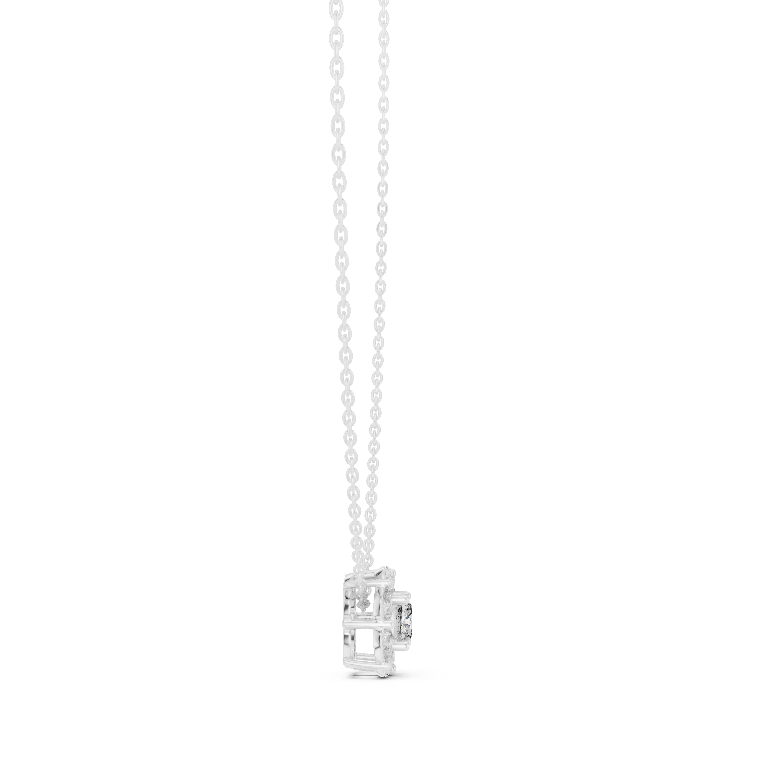 Cushion Cut Diamond Cluster Pendant Necklace