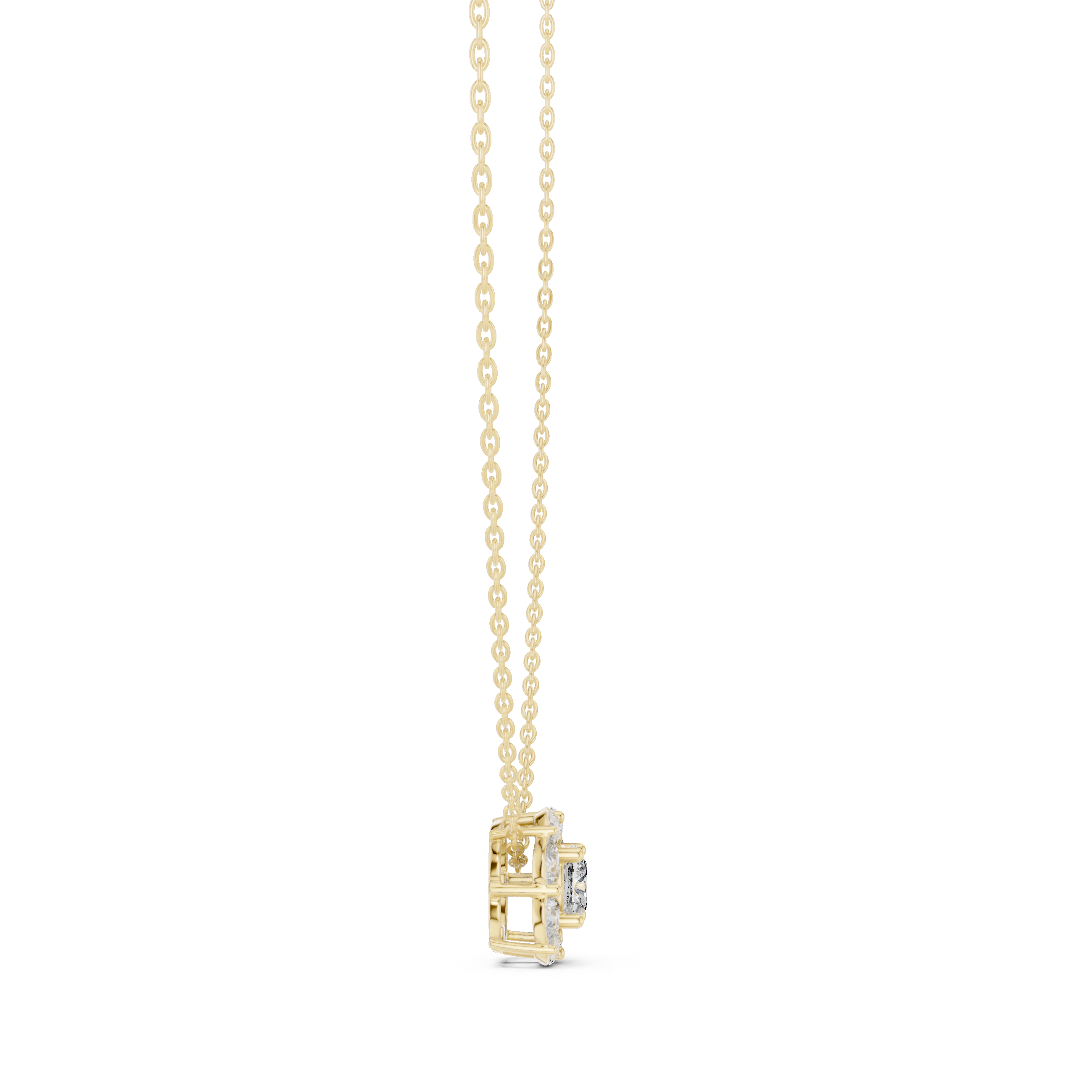 Cushion Cut Diamond Cluster Pendant Necklace