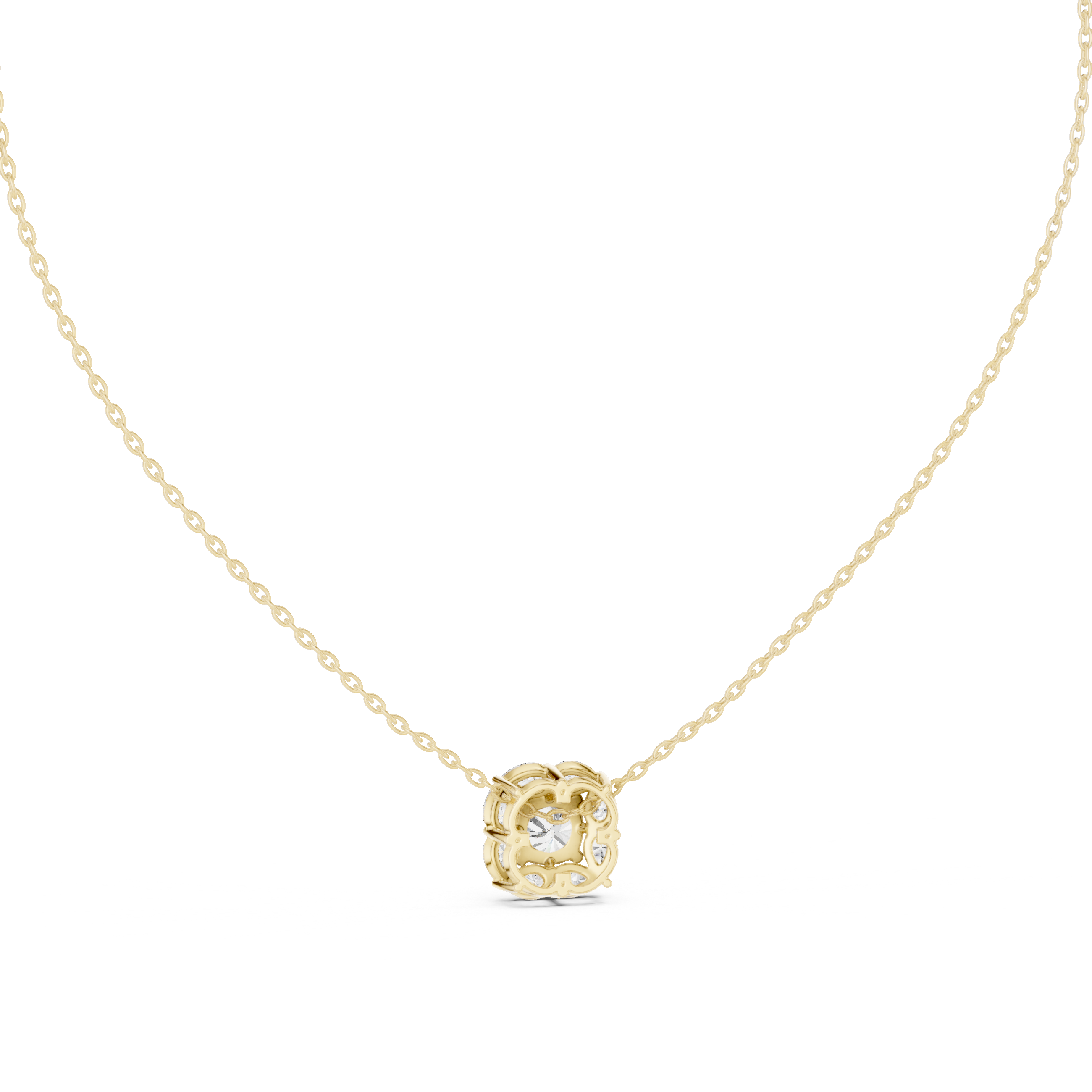 Cushion Cut Diamond Cluster Pendant Necklace