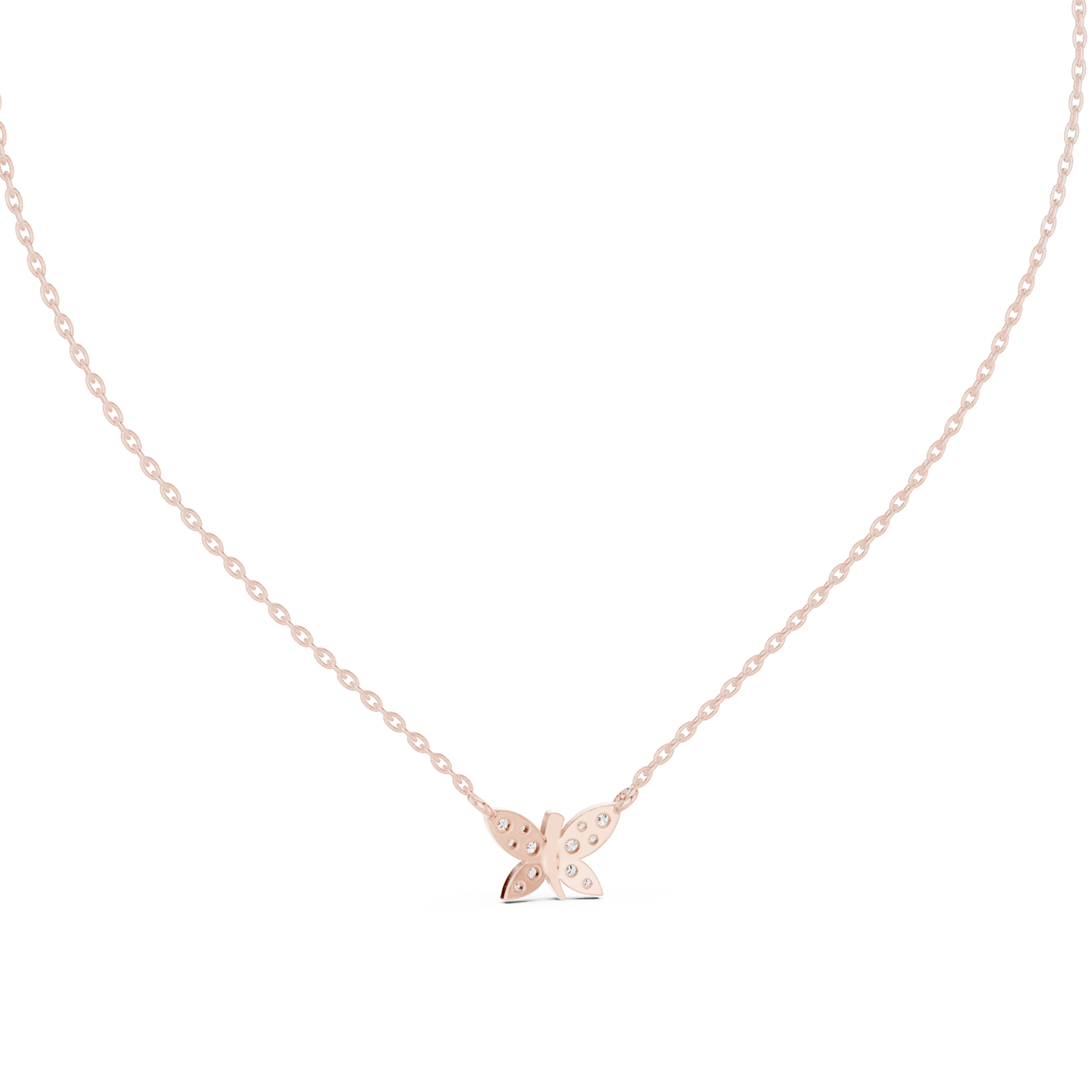 Diamond Butterfly Pendant Necklace – Minimal Pavé Design