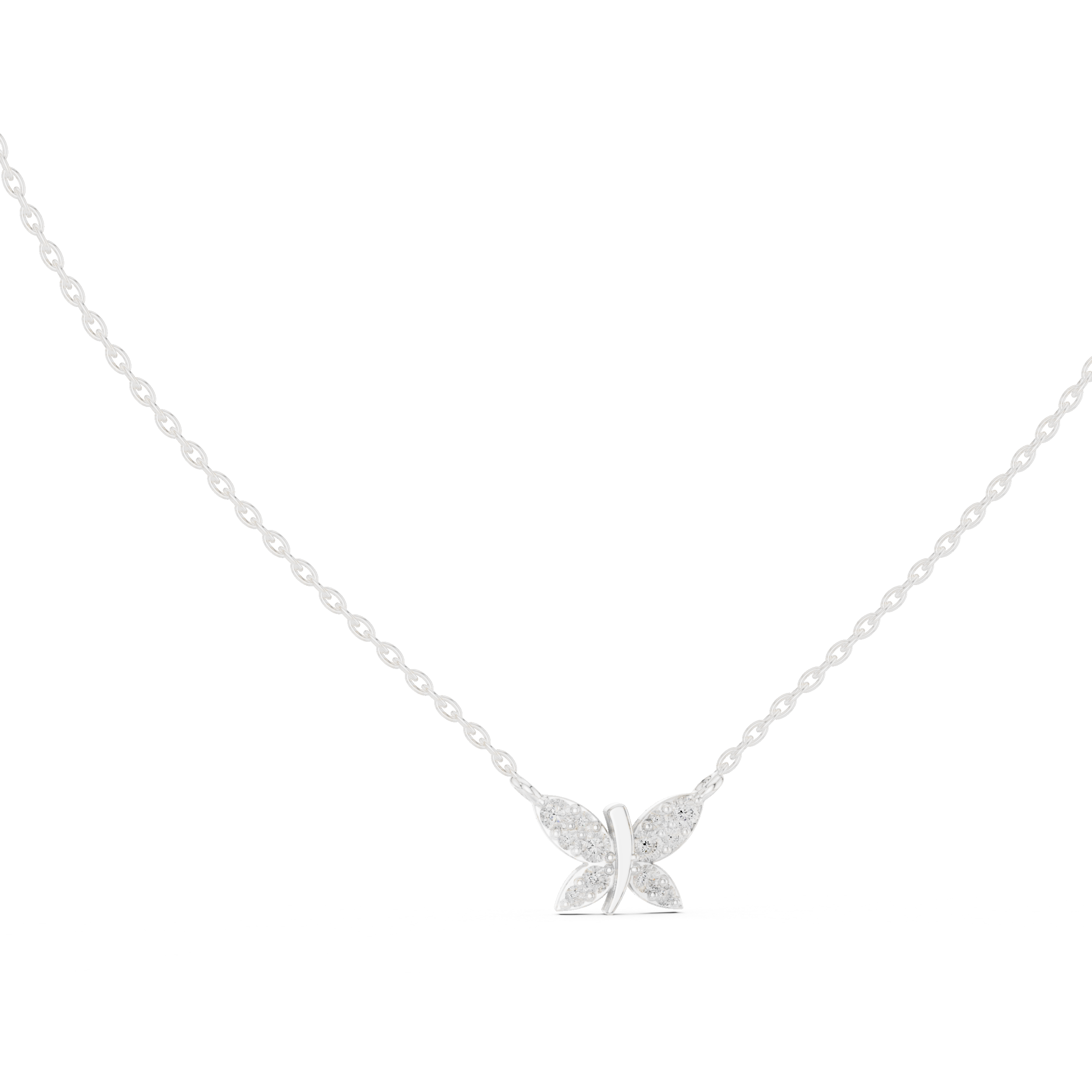 Diamond Butterfly Pendant Necklace – Minimal Pavé Design