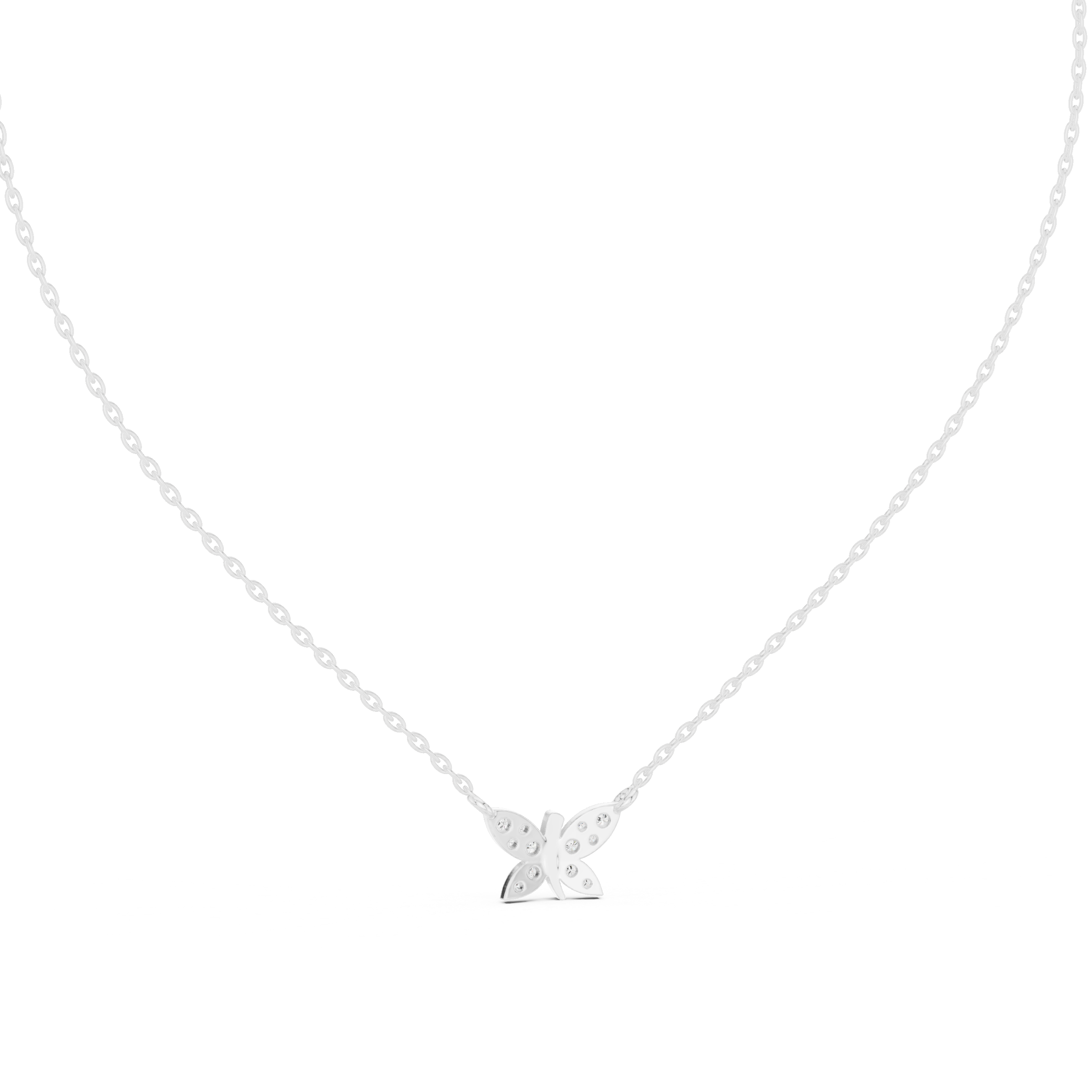 Diamond Butterfly Pendant Necklace – Minimal Pavé Design