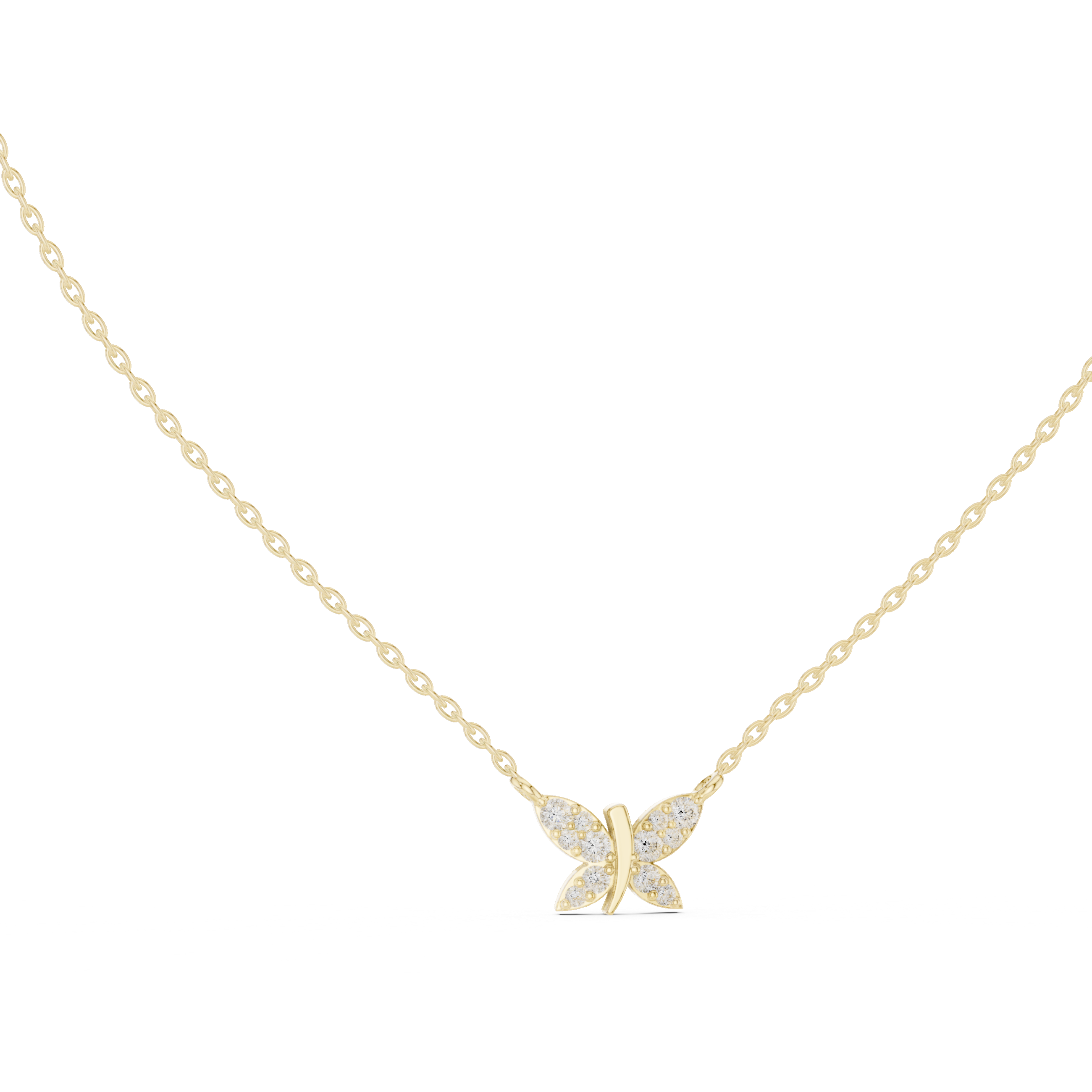 Diamond Butterfly Pendant Necklace – Minimal Pavé Design