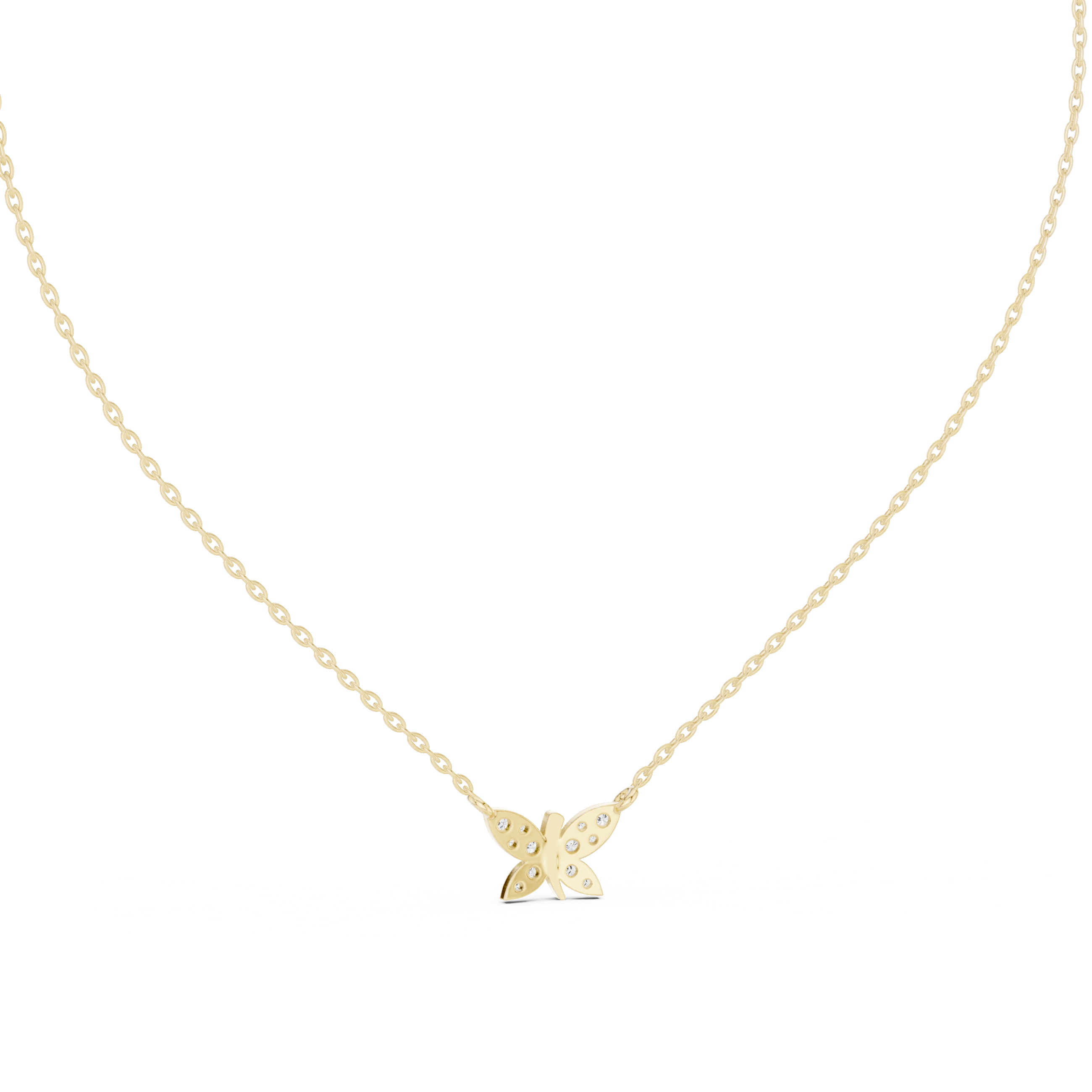 Diamond Butterfly Pendant Necklace – Minimal Pavé Design