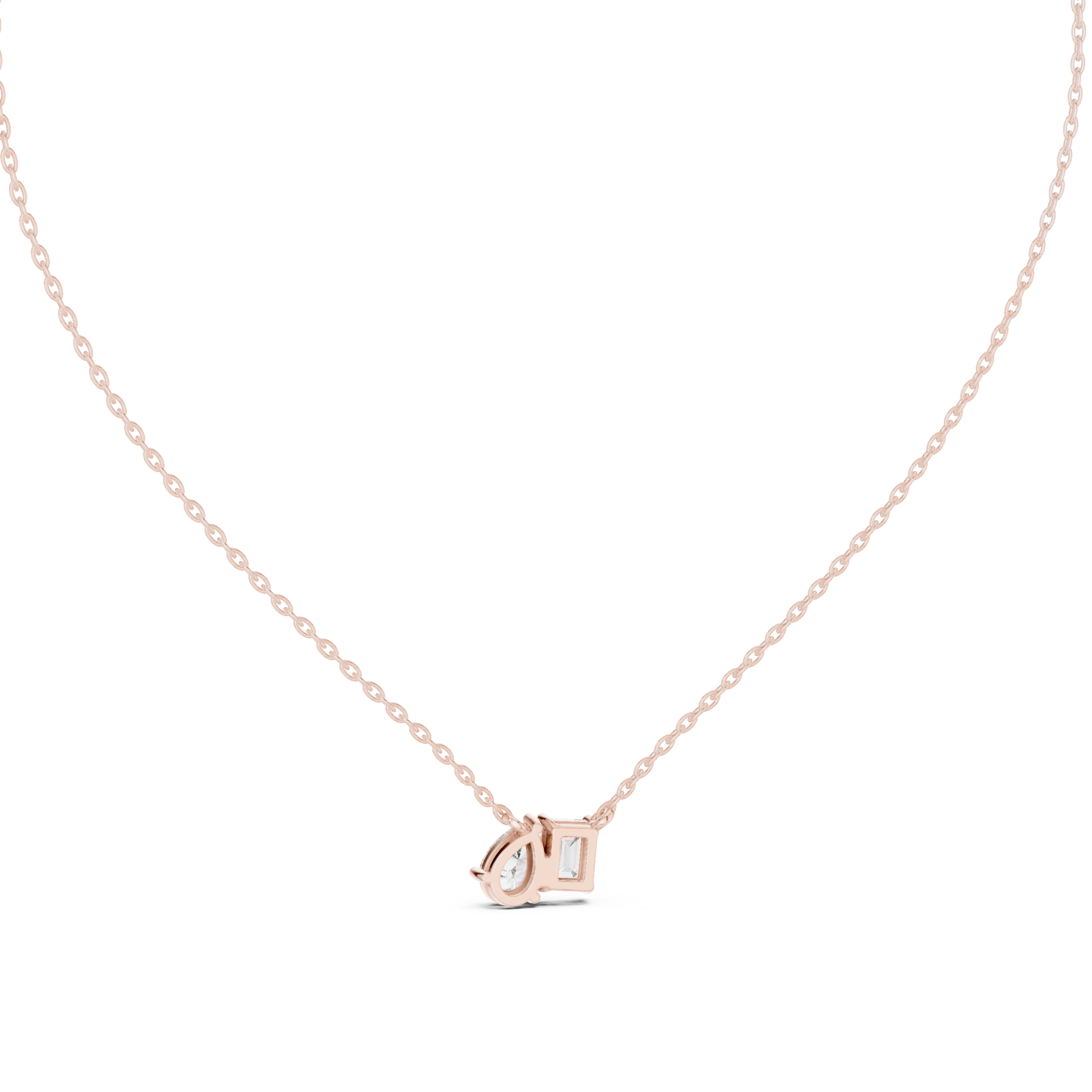 Emerald & Pear Cut Diamond Duo Pendant Necklace