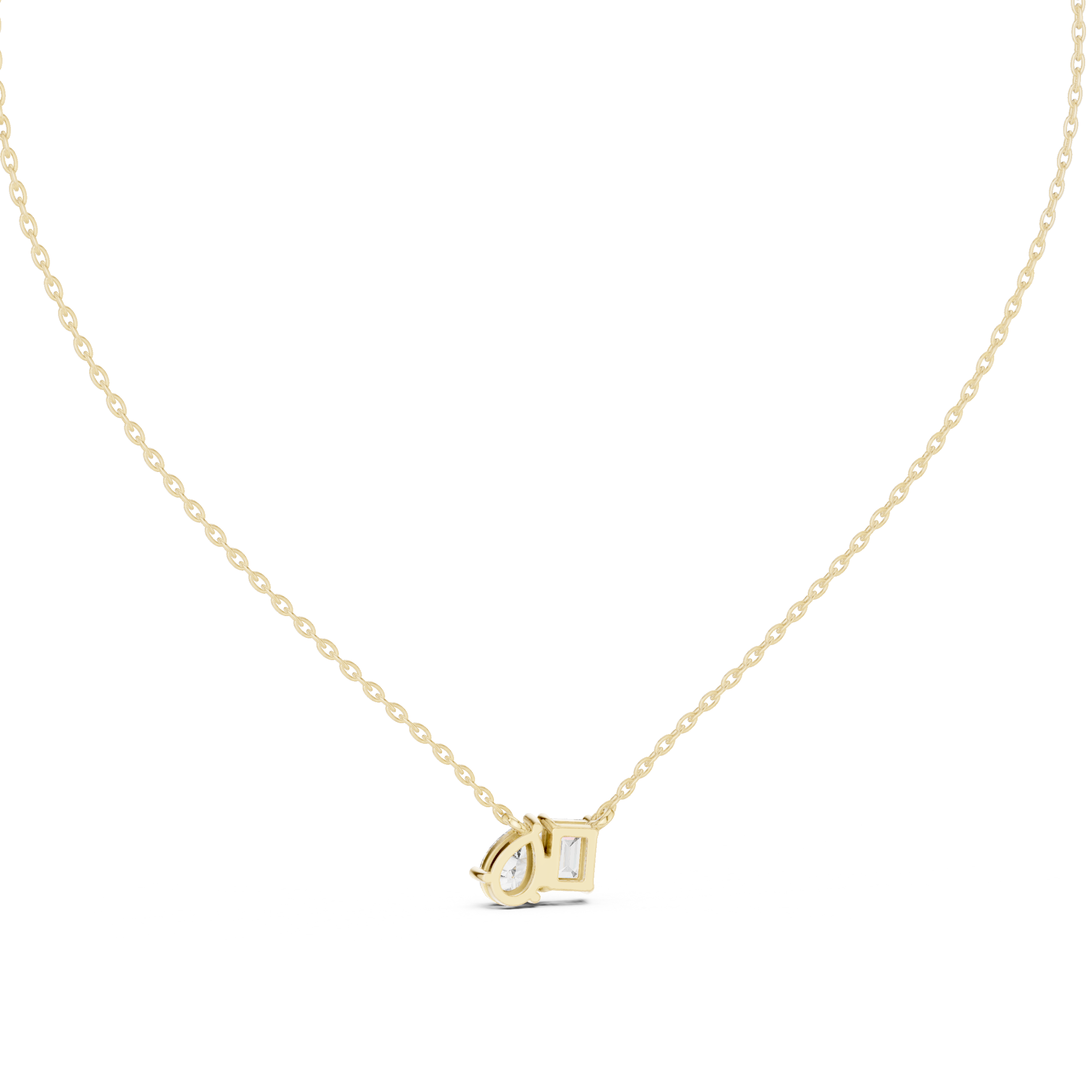 Emerald & Pear Cut Diamond Duo Pendant Necklace