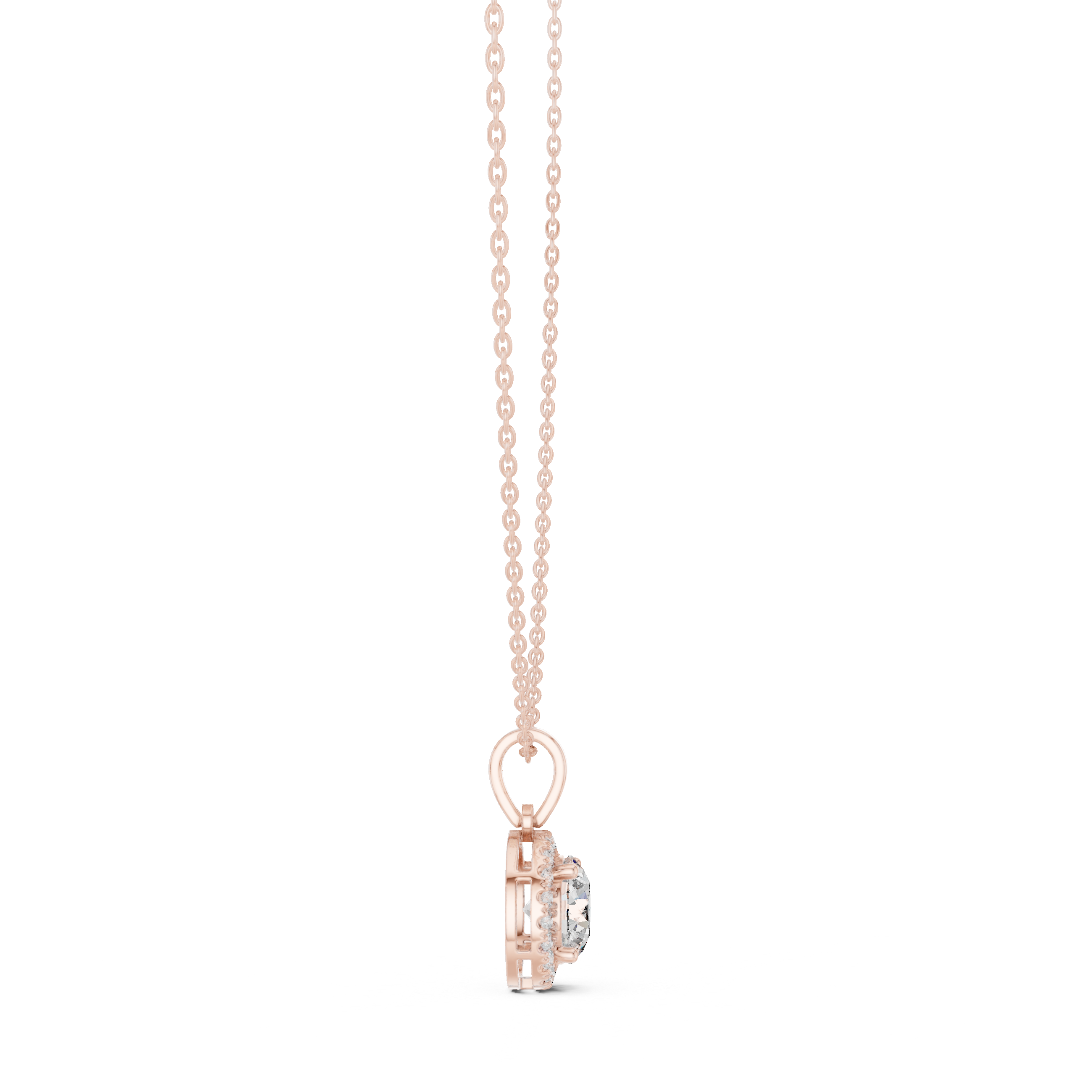 Round Halo Diamond Pendant Necklace