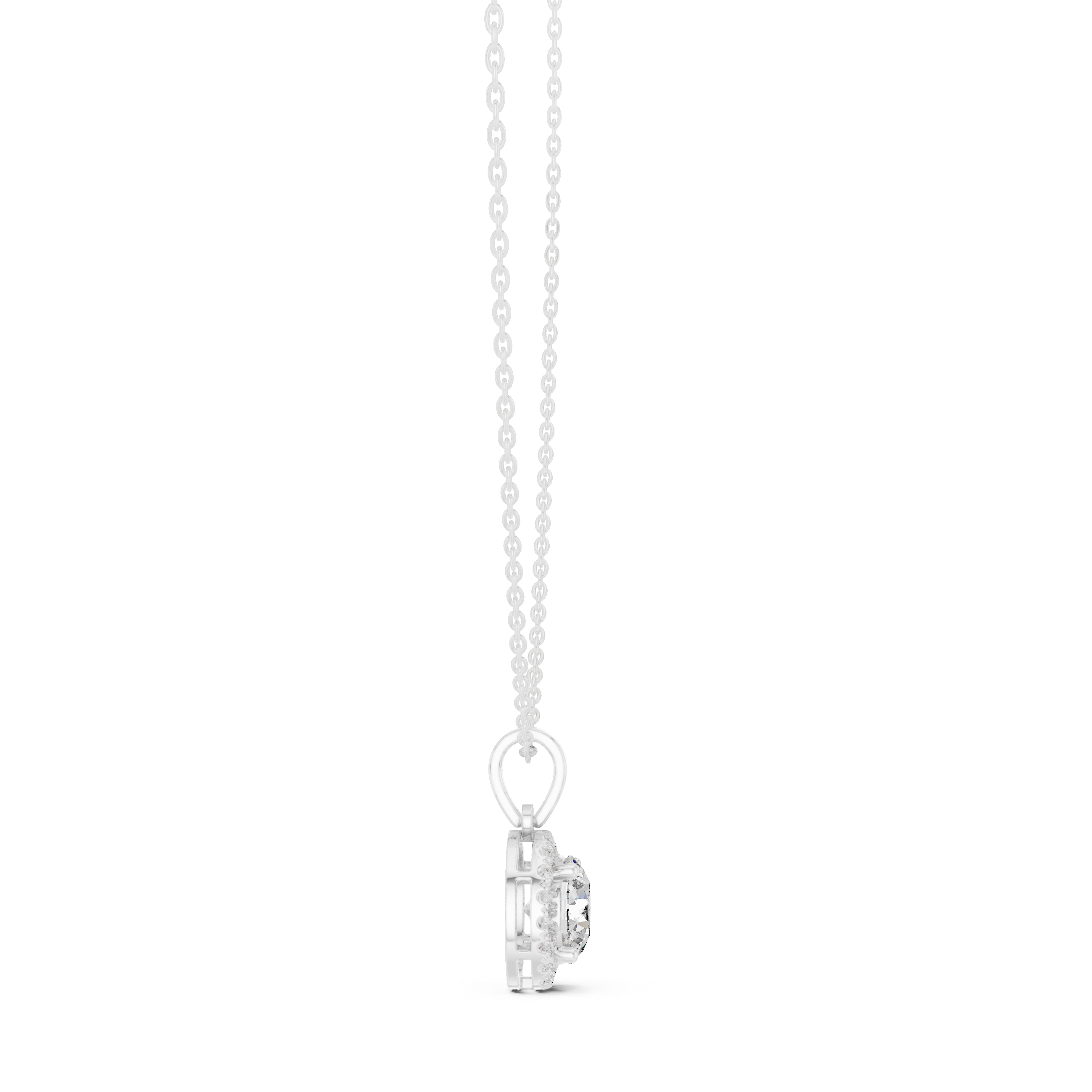 Round Halo Diamond Pendant Necklace