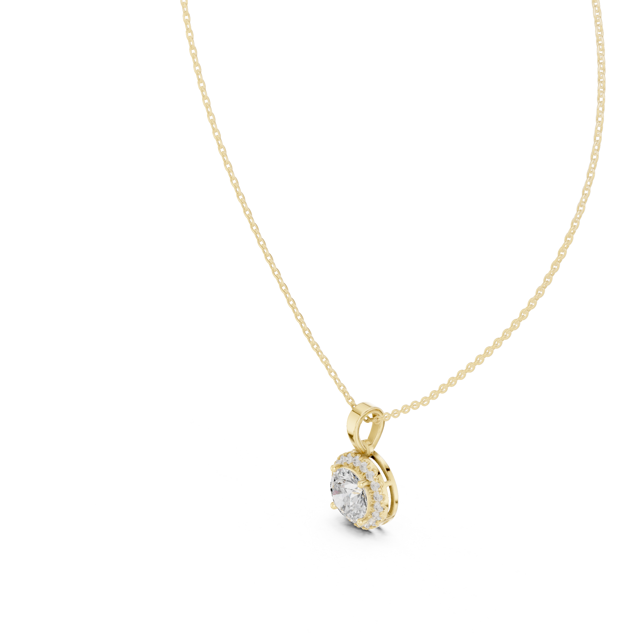 Round Halo Diamond Pendant Necklace