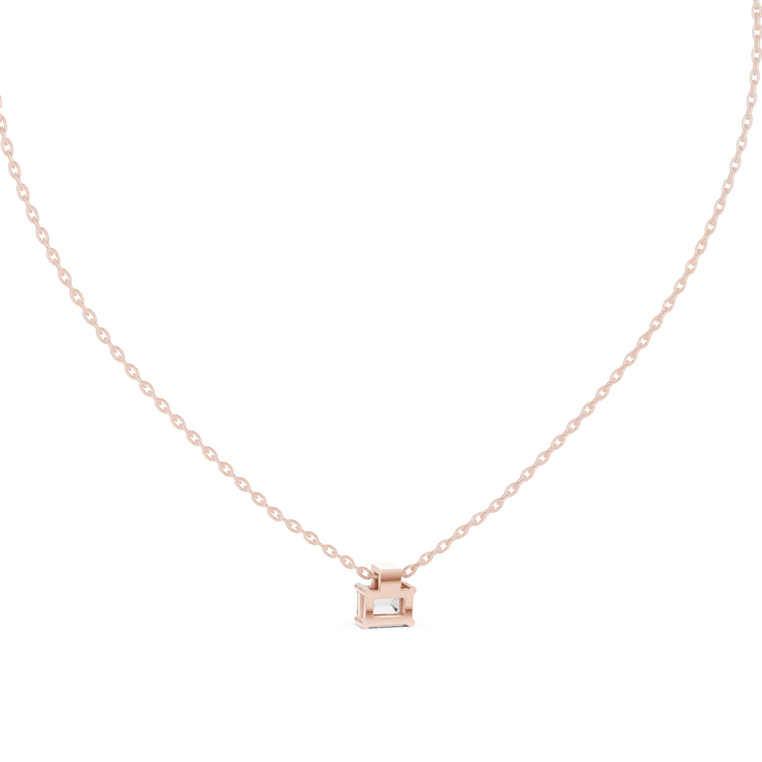 Minimal Emerald Cut Diamond Pendant Necklace