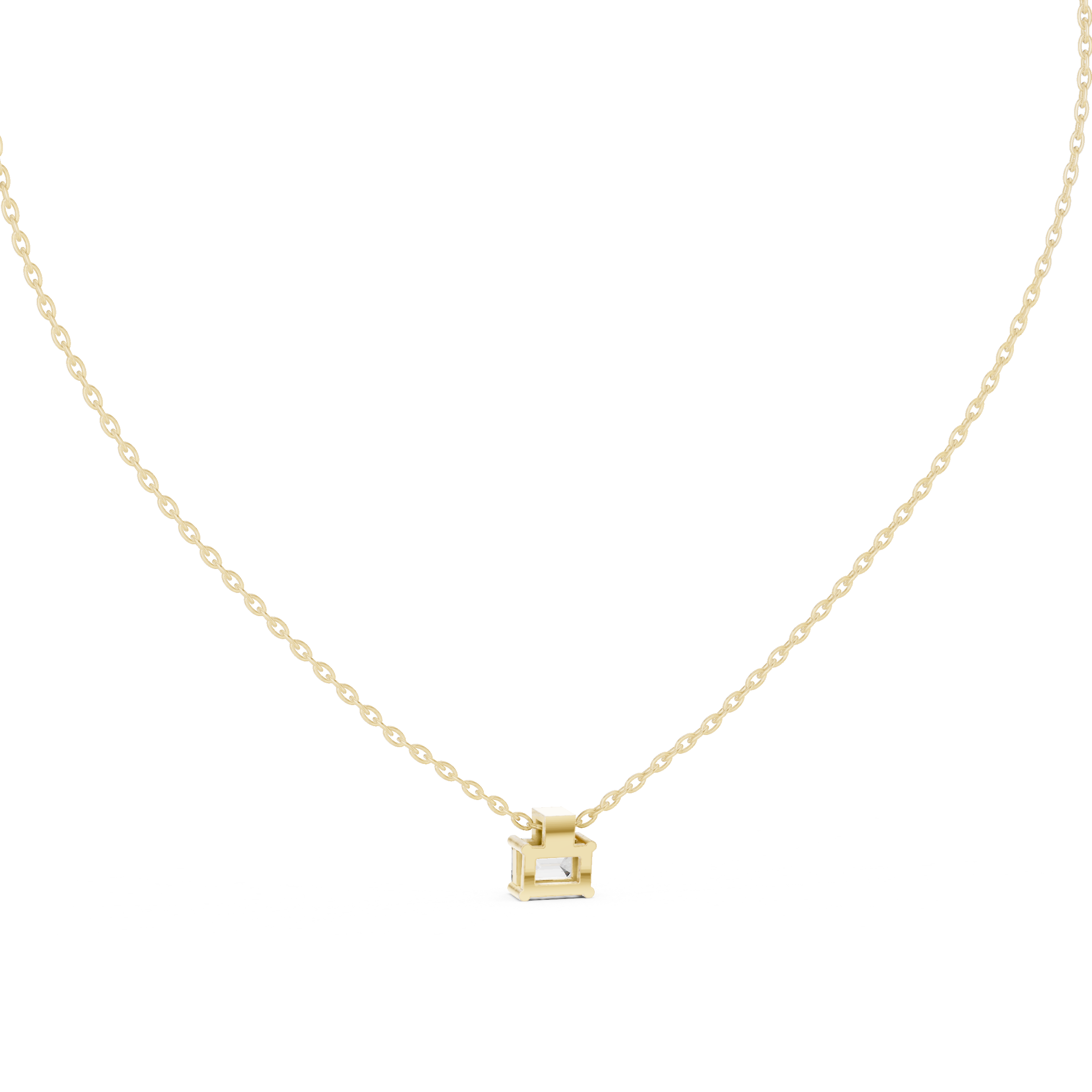 Minimal Emerald Cut Diamond Pendant Necklace