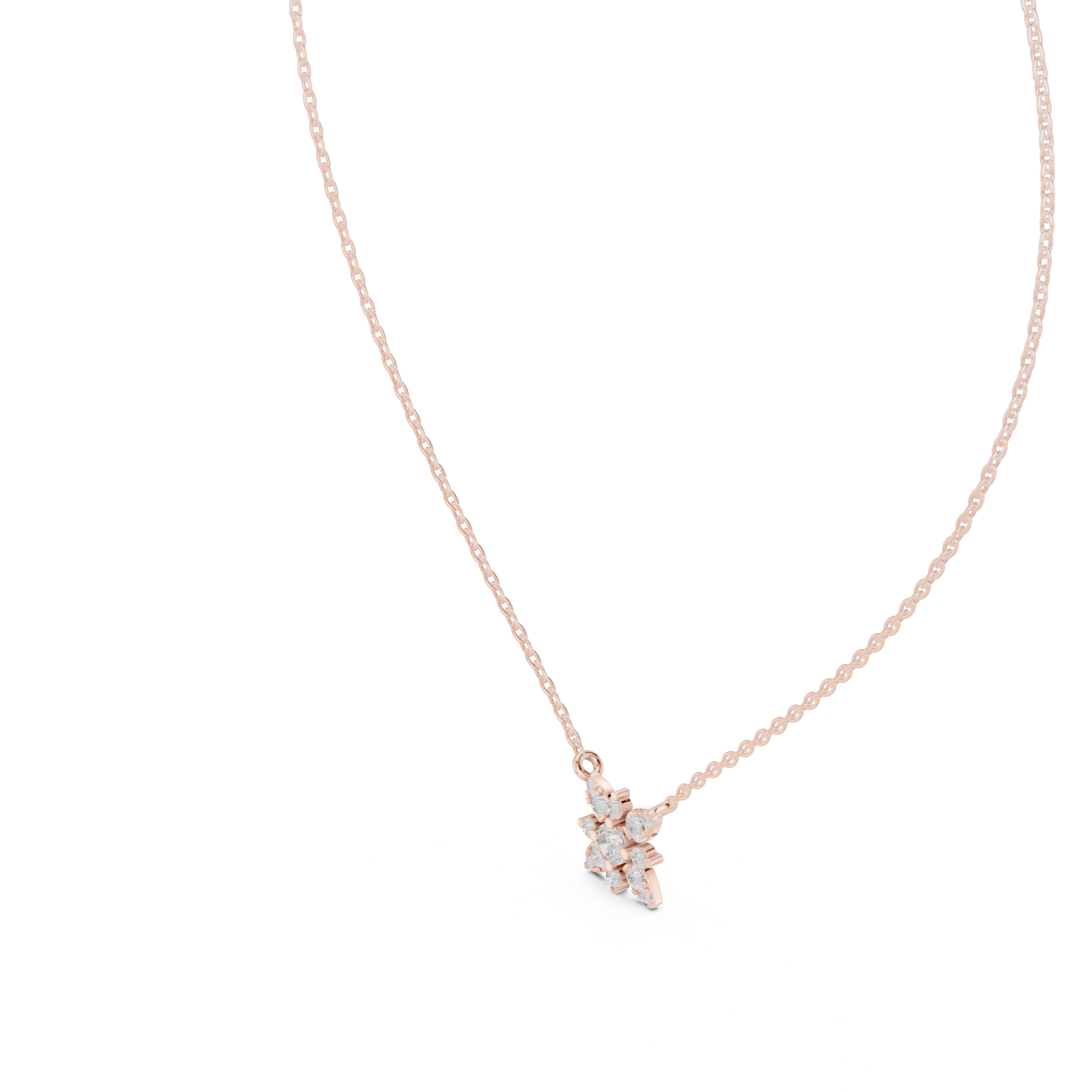 Floral Diamond Cluster Pendant Necklace