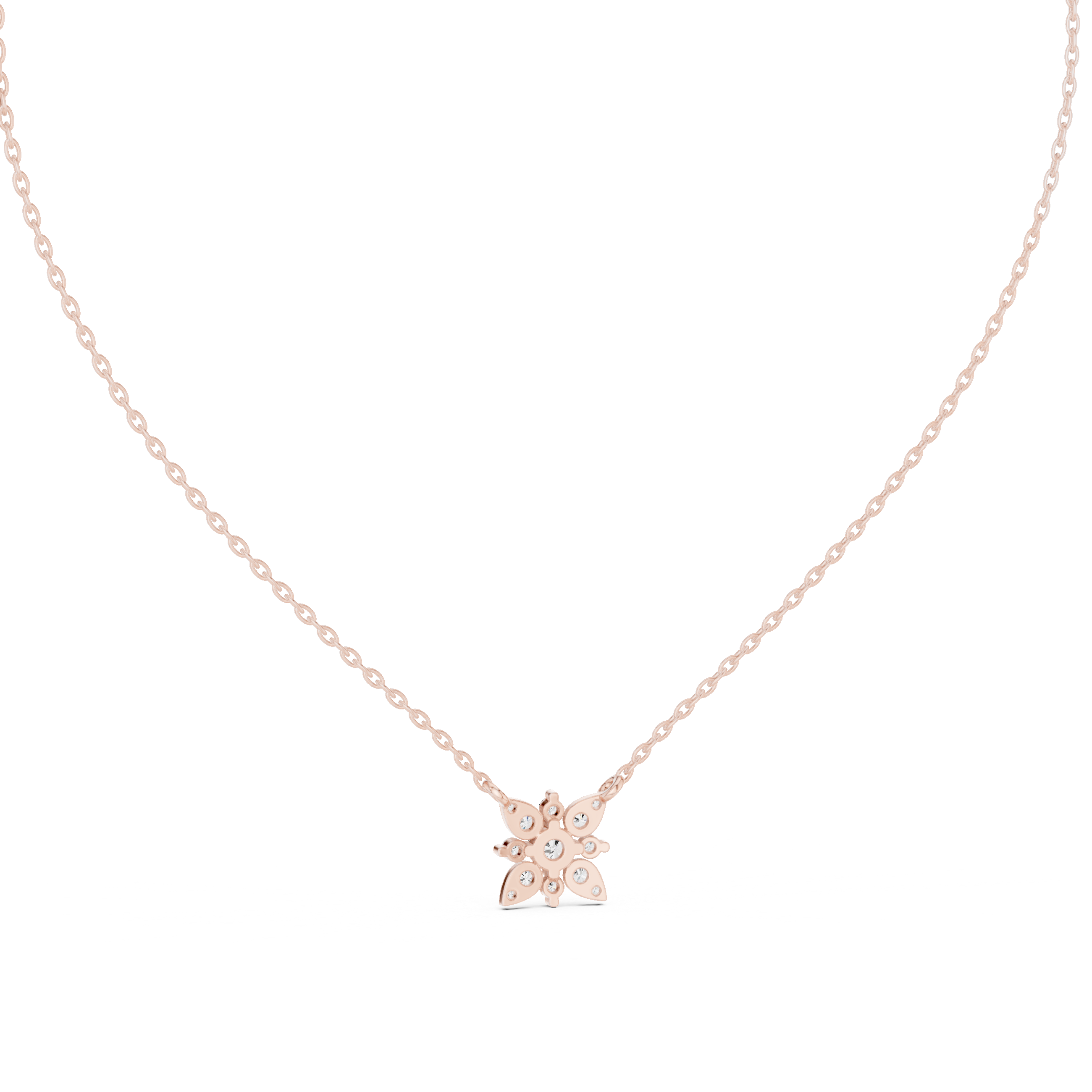 Floral Diamond Cluster Pendant Necklace