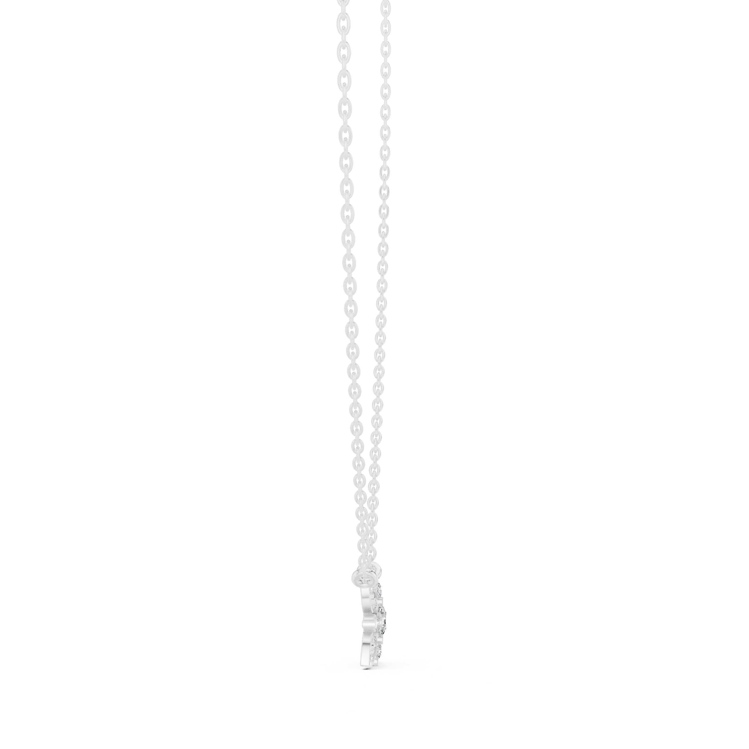 Floral Diamond Cluster Pendant Necklace