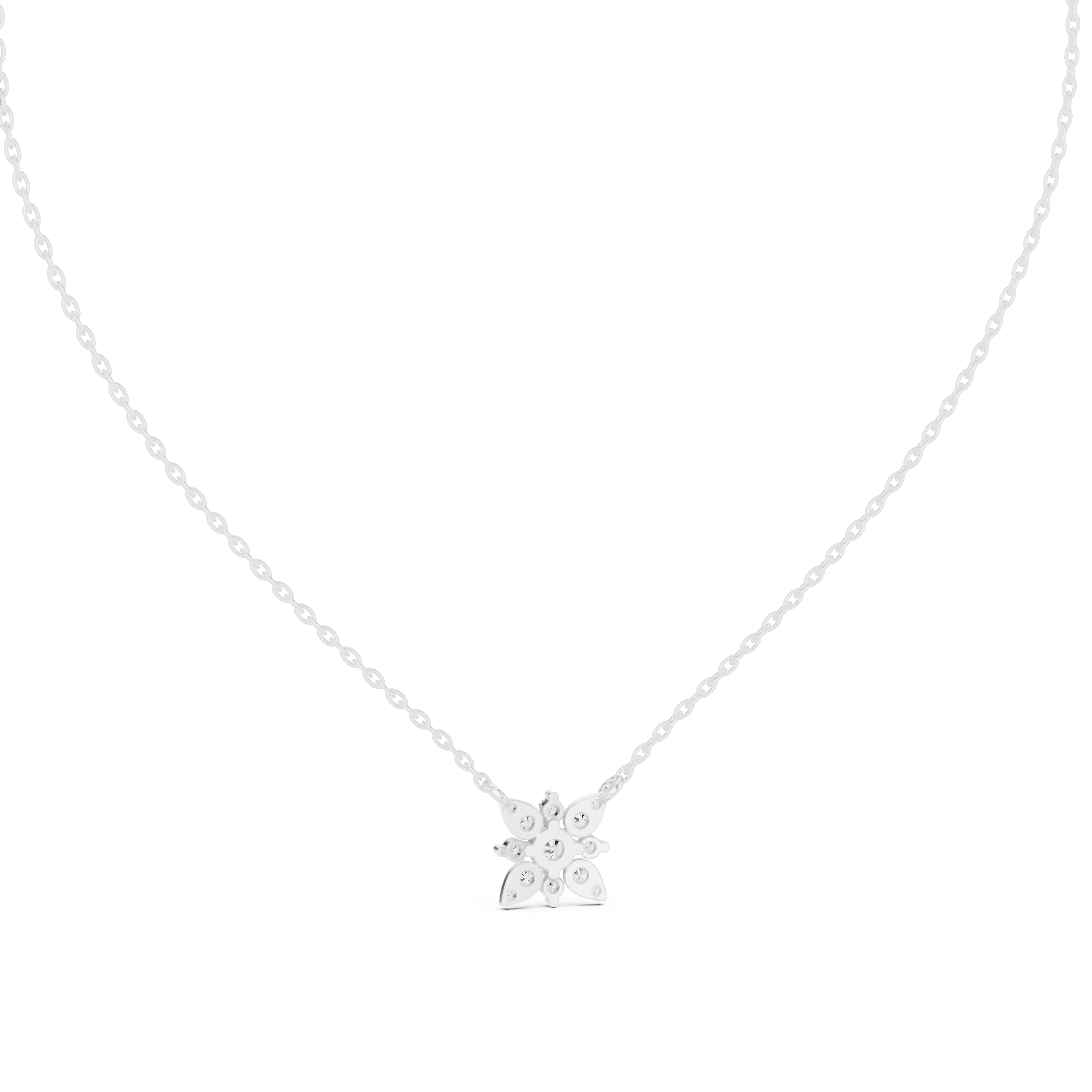 Floral Diamond Cluster Pendant Necklace