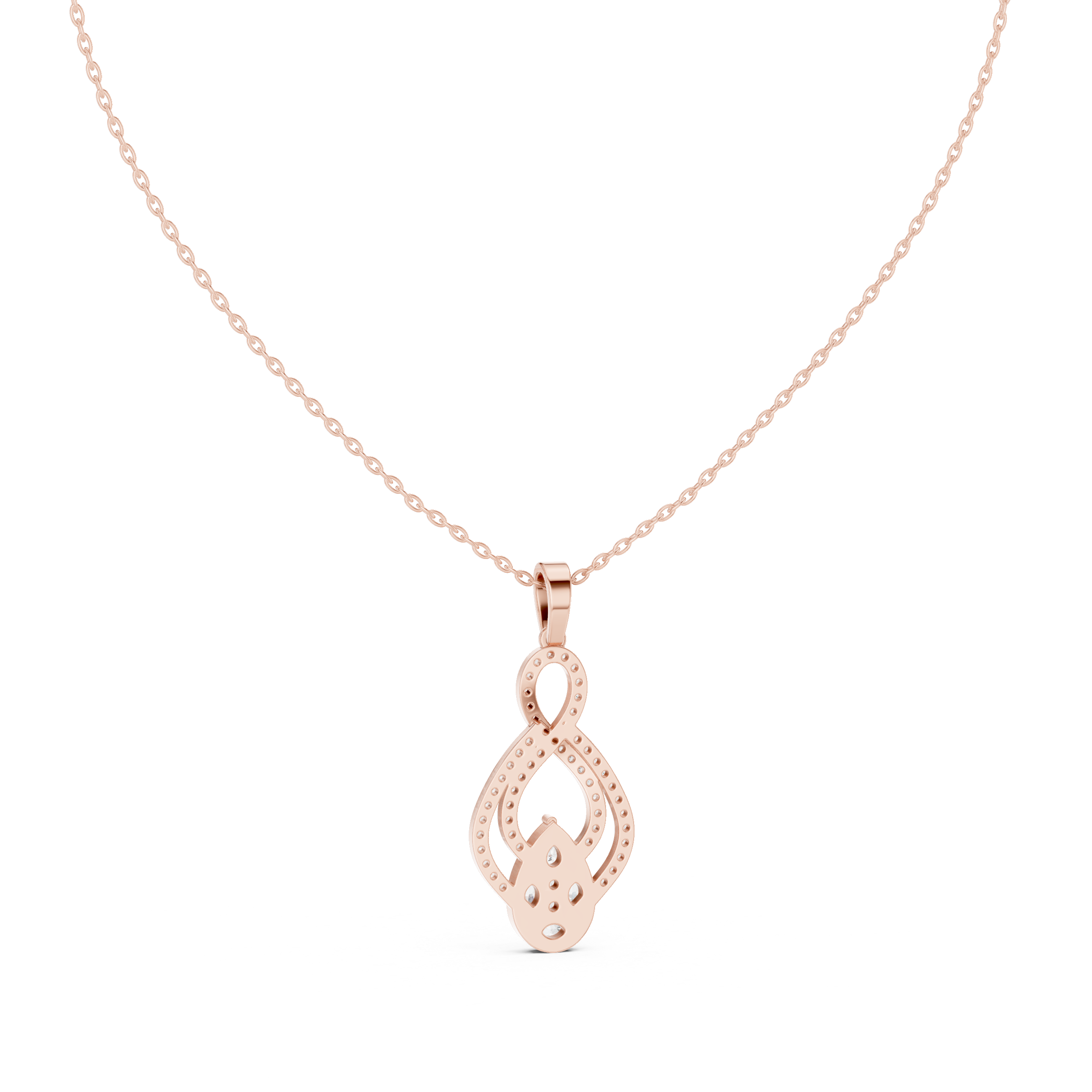 Infinity Loop Diamond Pendant with Pear Cluster Drop