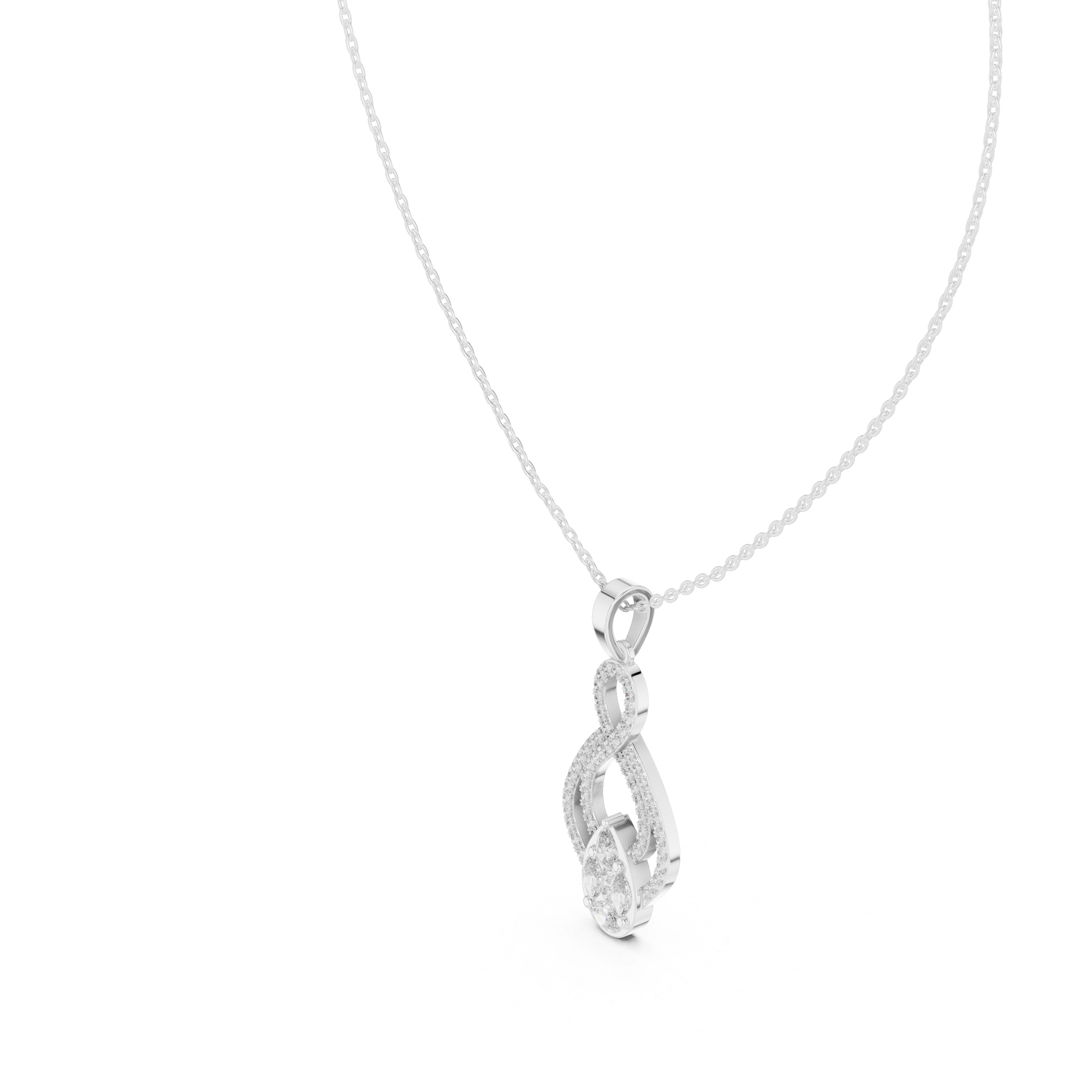 Infinity Loop Diamond Pendant with Pear Cluster Drop