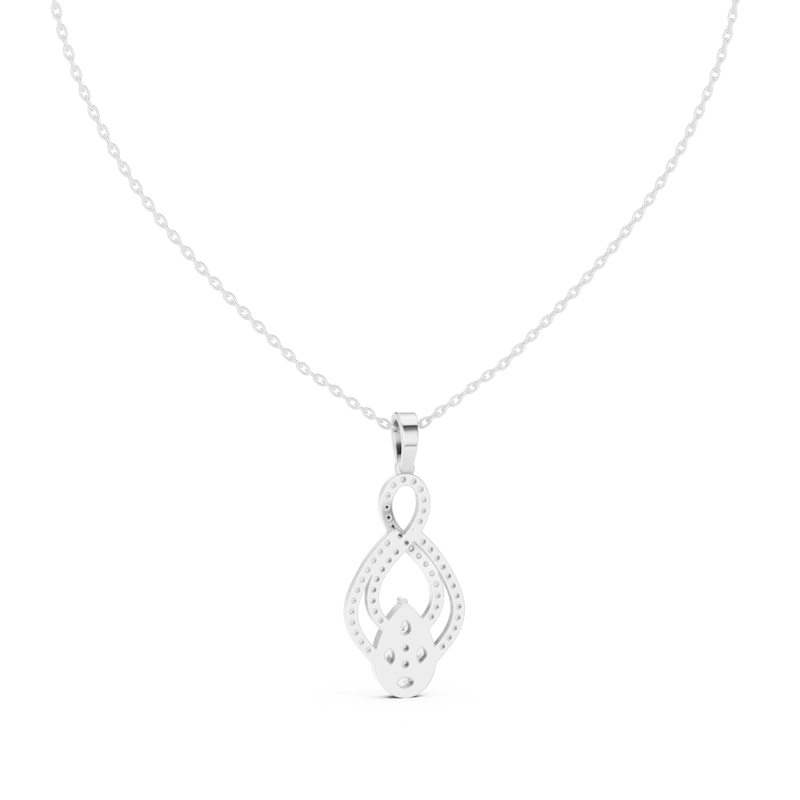 Infinity Loop Diamond Pendant with Pear Cluster Drop