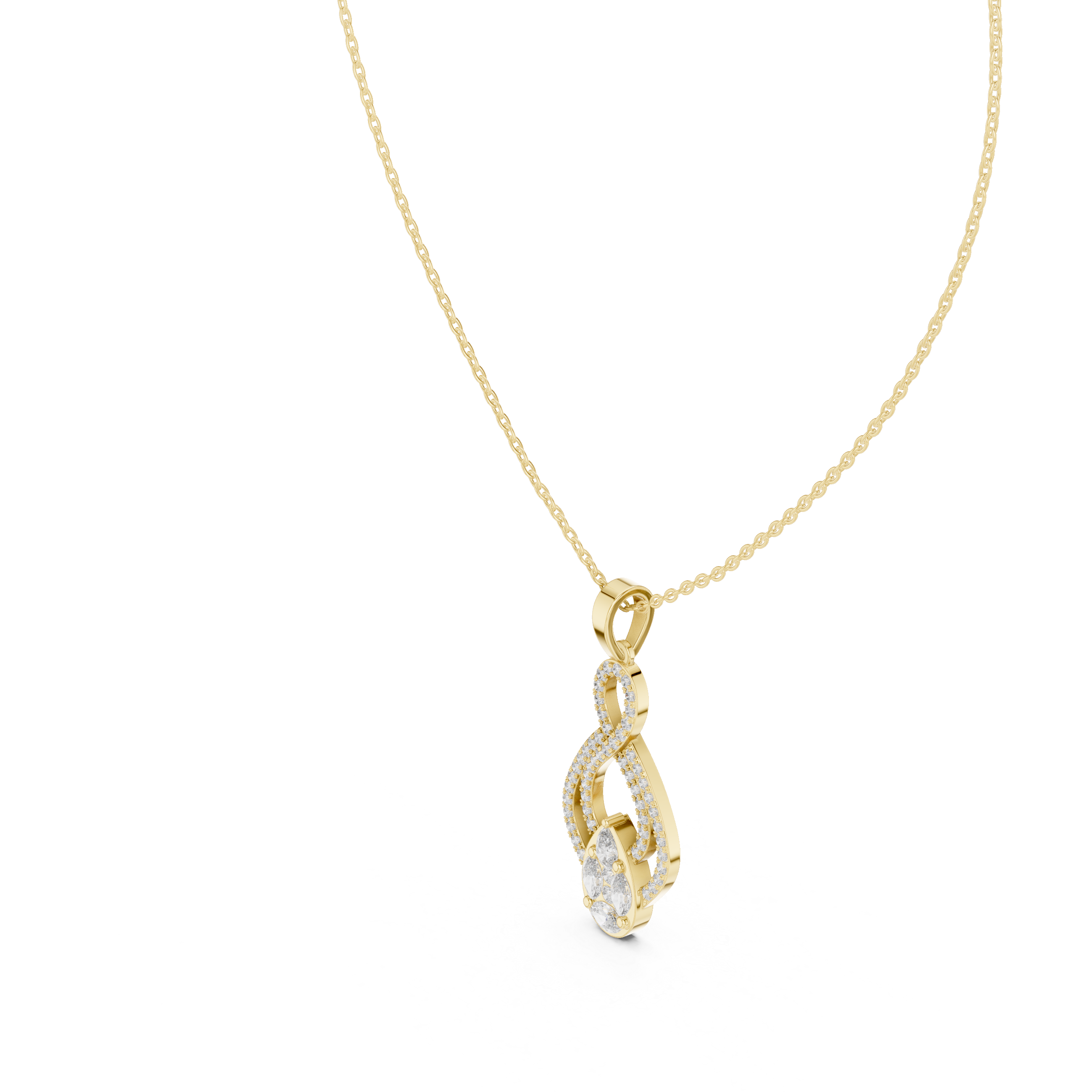 Infinity Loop Diamond Pendant with Pear Cluster Drop