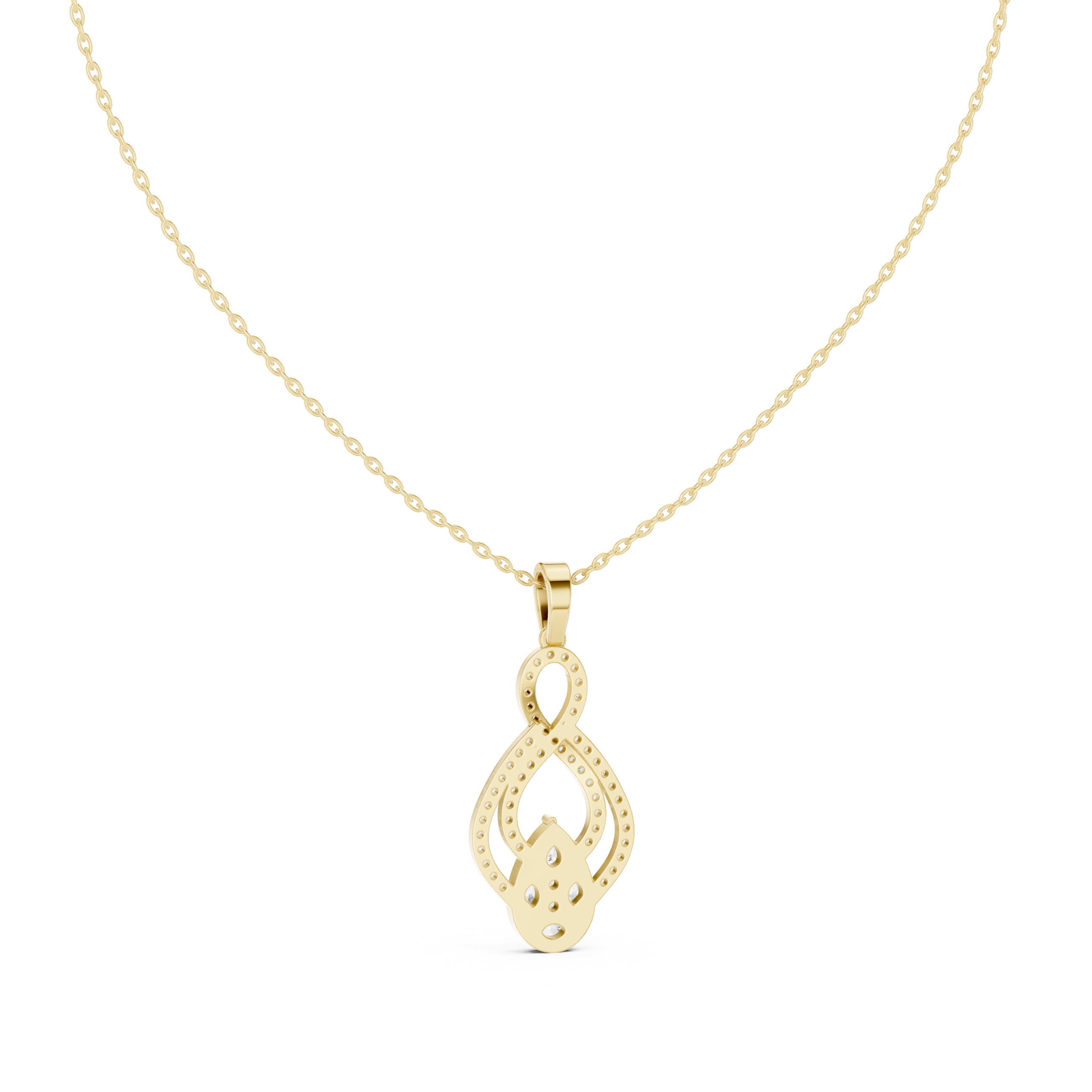 Infinity Loop Diamond Pendant with Pear Cluster Drop