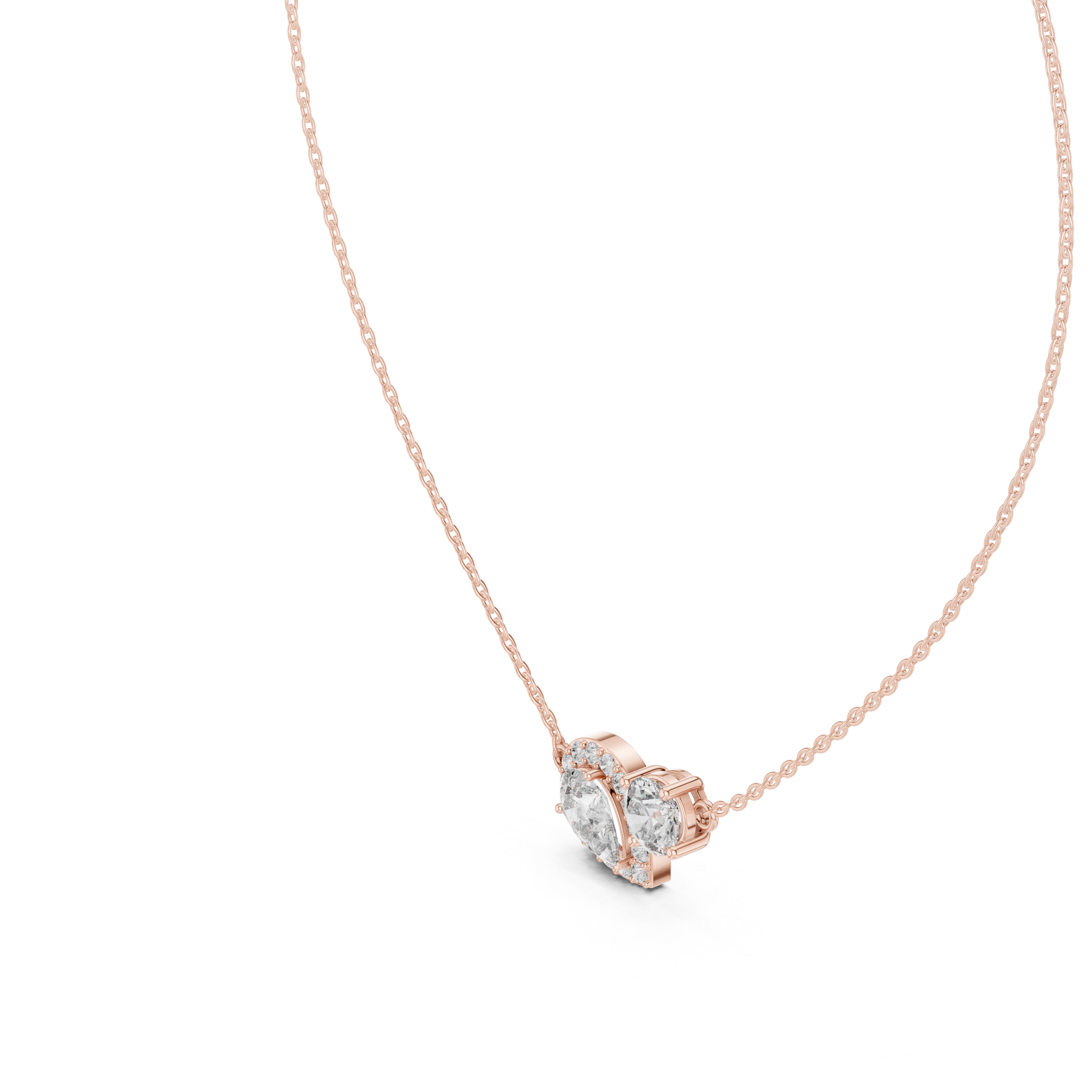 Asymmetric Pear & Round Diamond Pendant Necklace