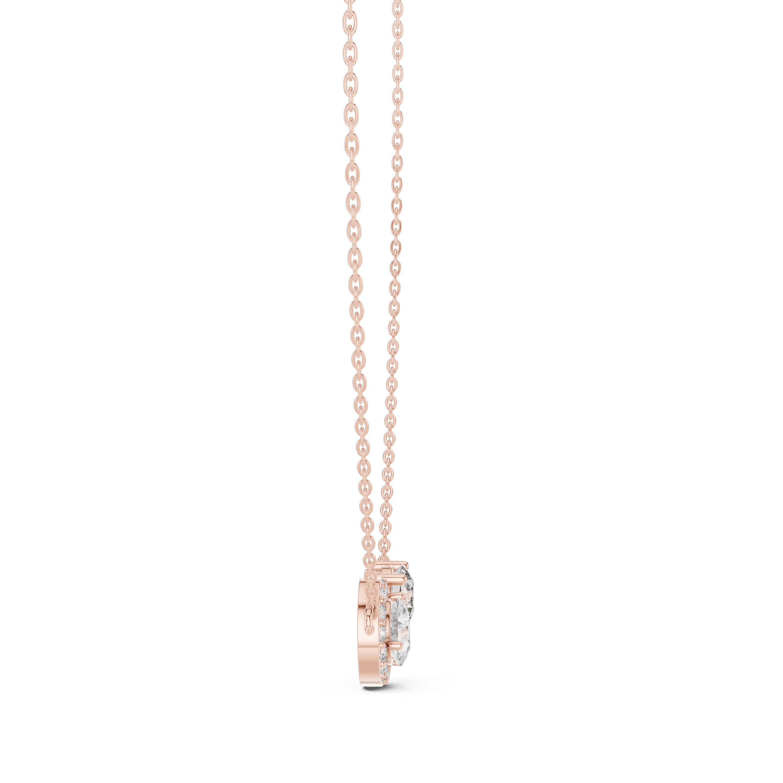Asymmetric Pear & Round Diamond Pendant Necklace