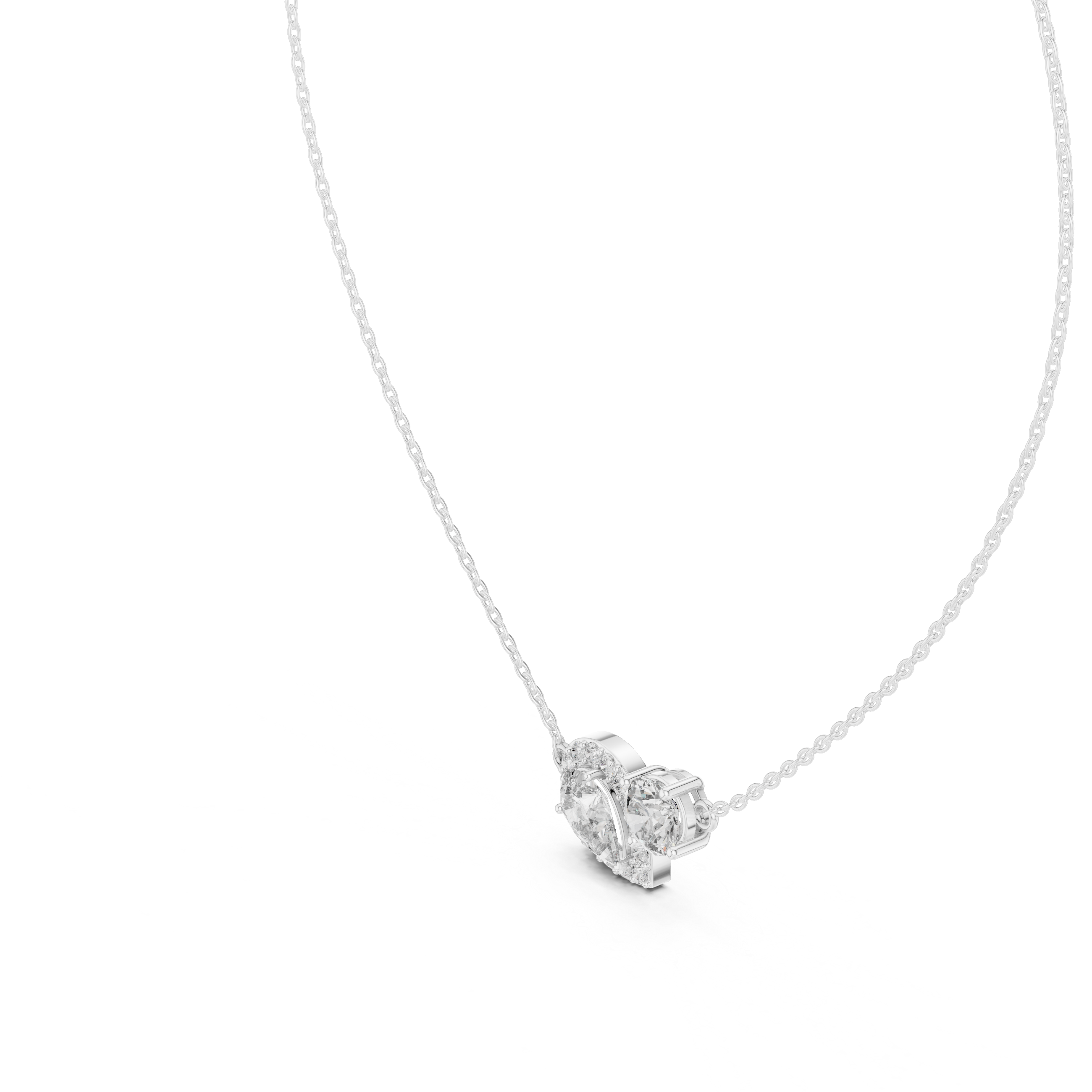 Asymmetric Pear & Round Diamond Pendant Necklace