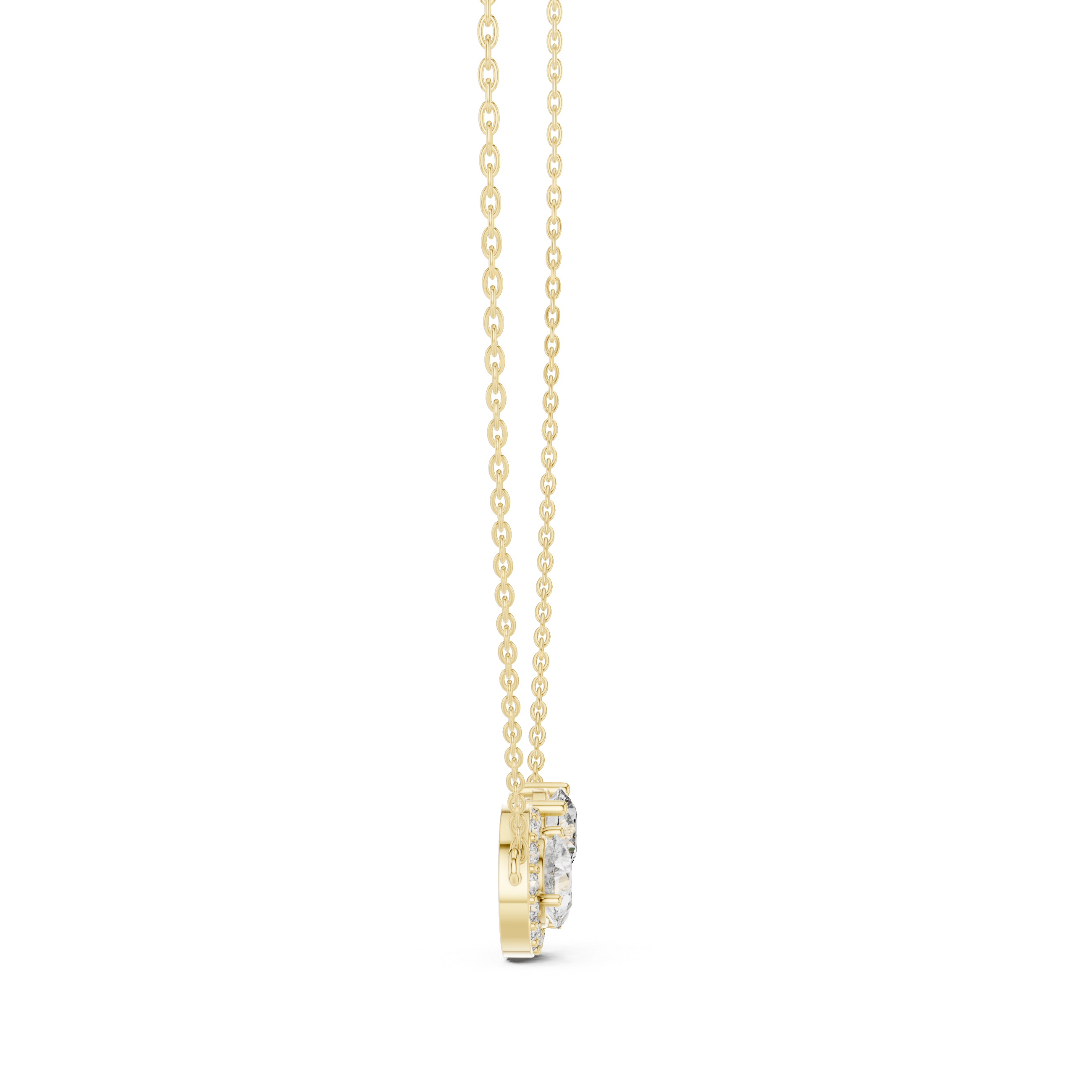 Asymmetric Pear & Round Diamond Pendant Necklace