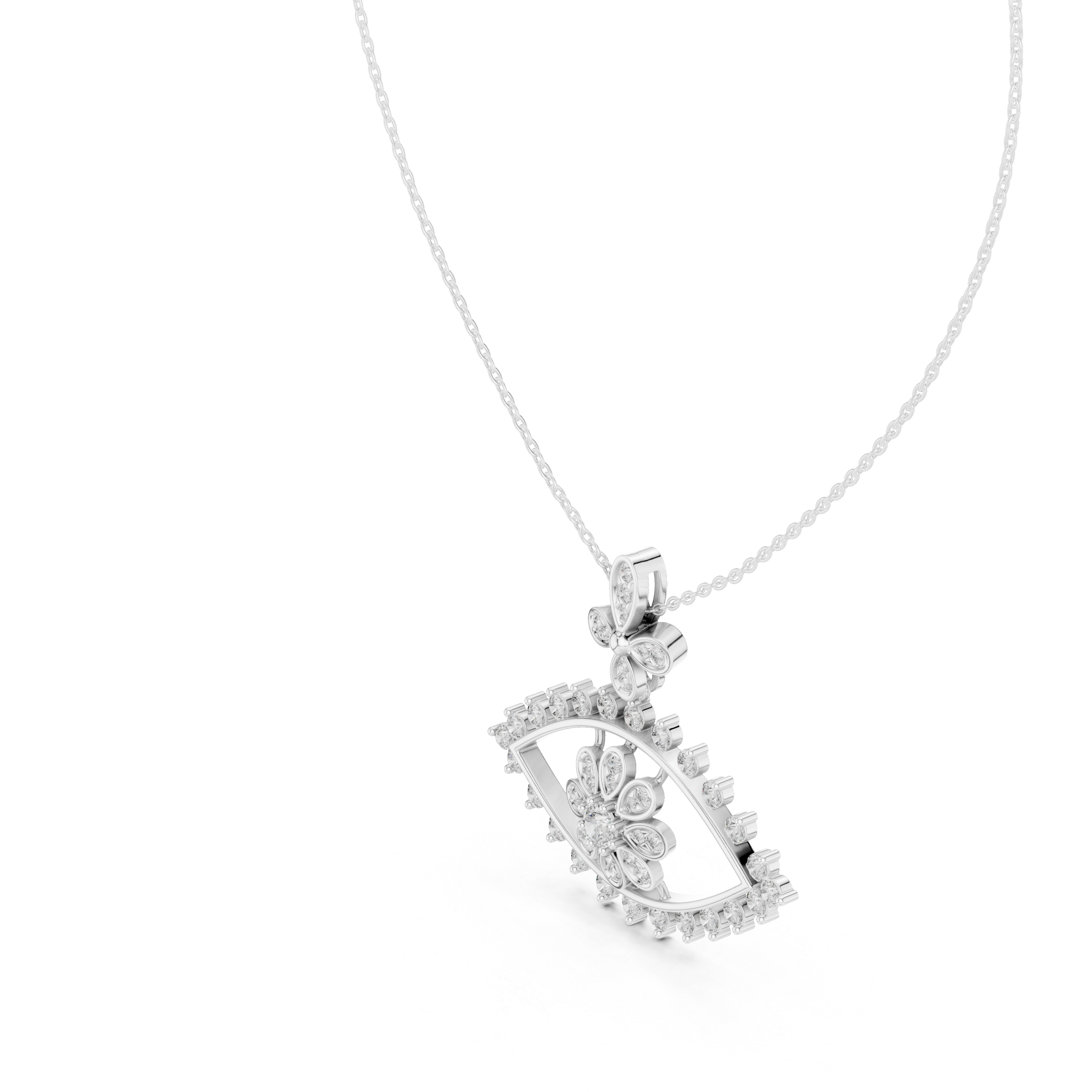 Evil Eye Floral Diamond Pendant Necklace