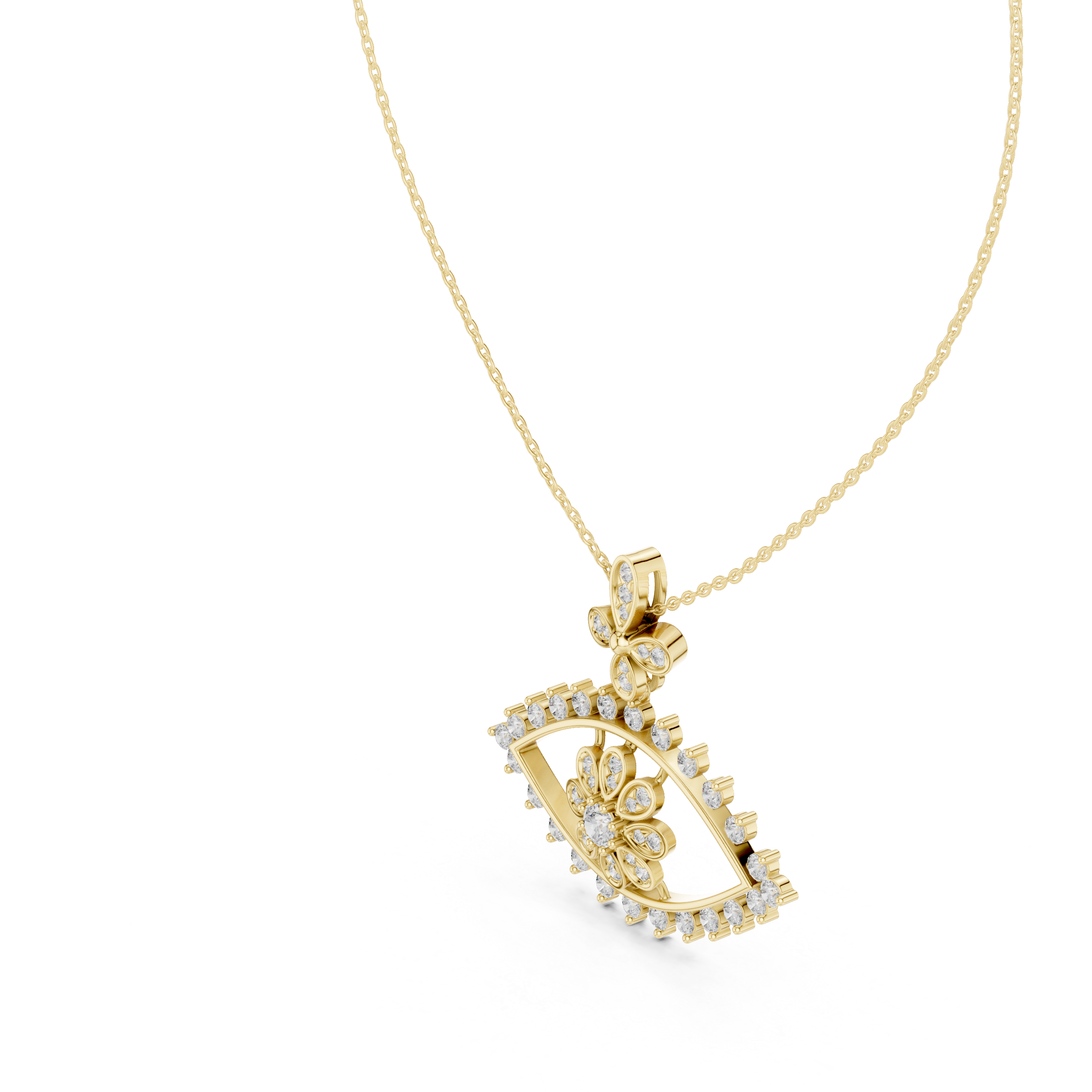 Evil Eye Floral Diamond Pendant Necklace