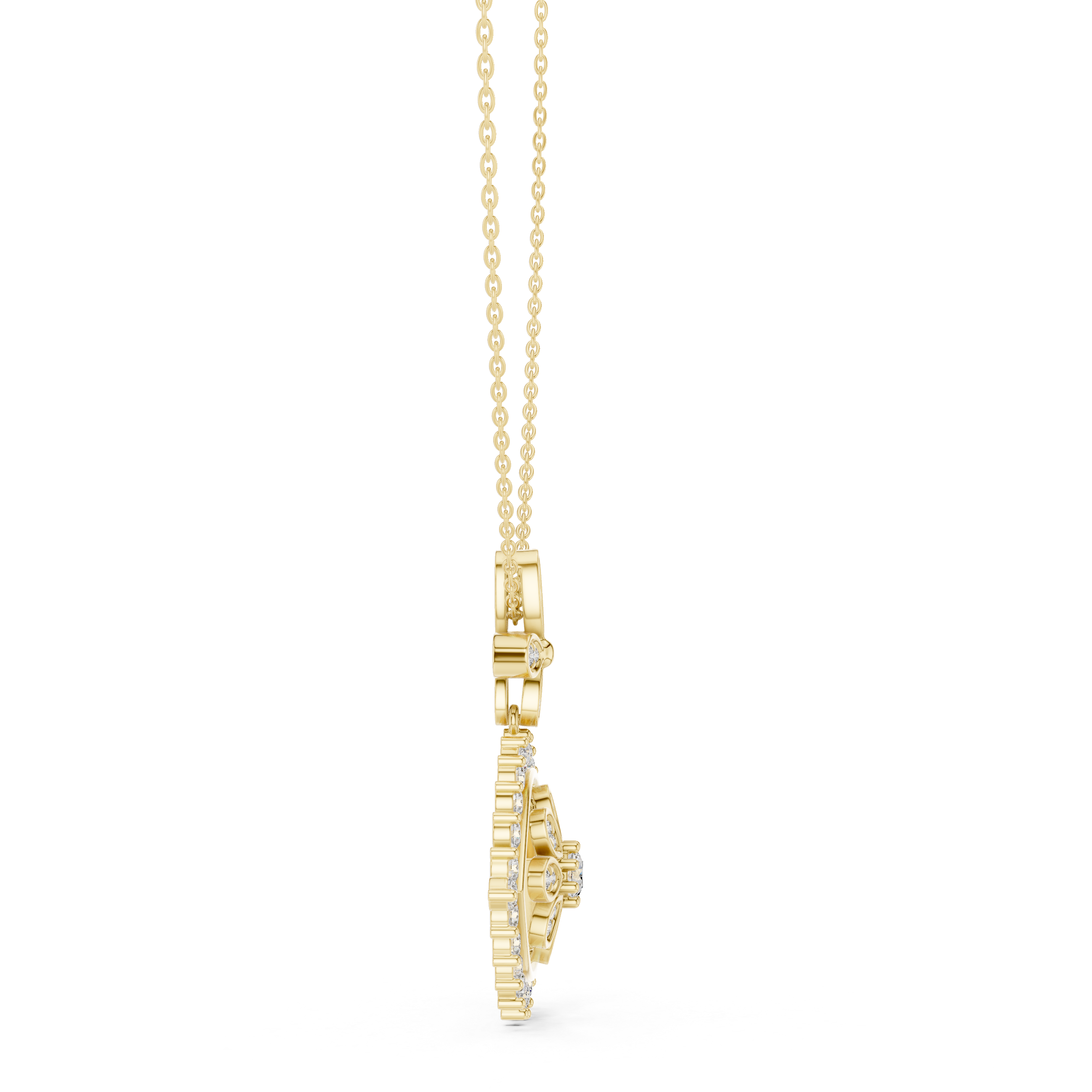 Evil Eye Floral Diamond Pendant Necklace