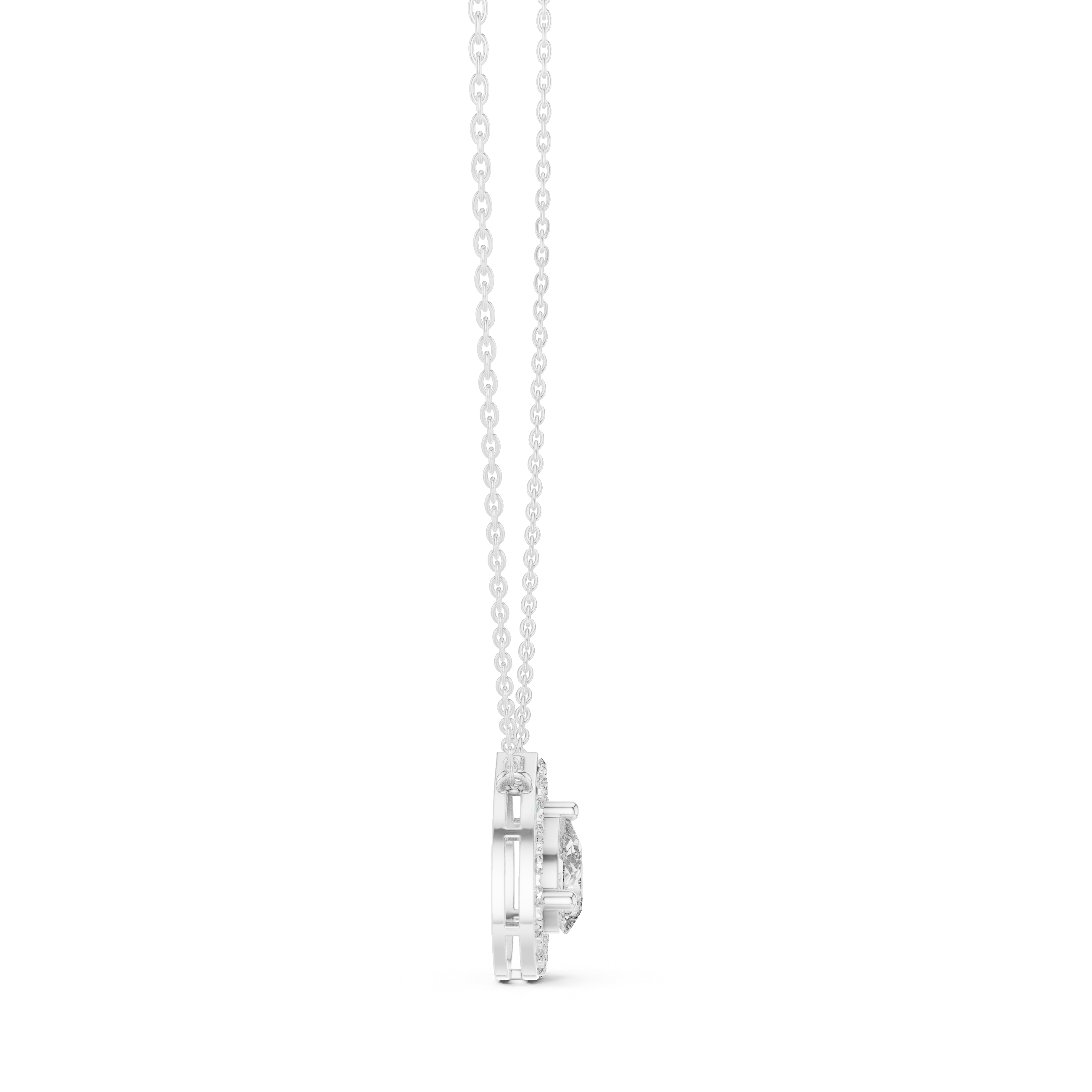 Pear Cut Halo Diamond Pendant Necklace