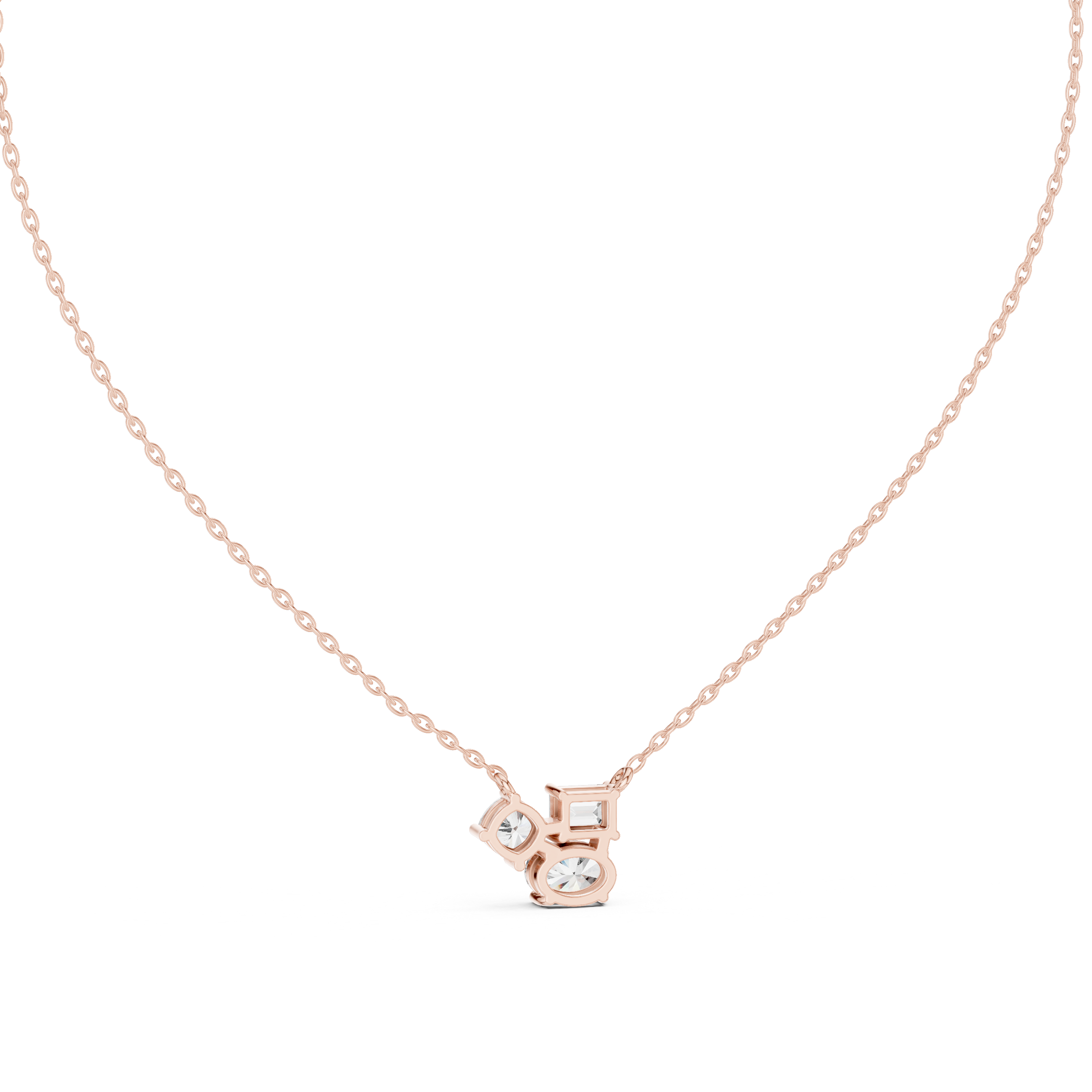 Mixed Cut Diamond Trio Pendant Necklace