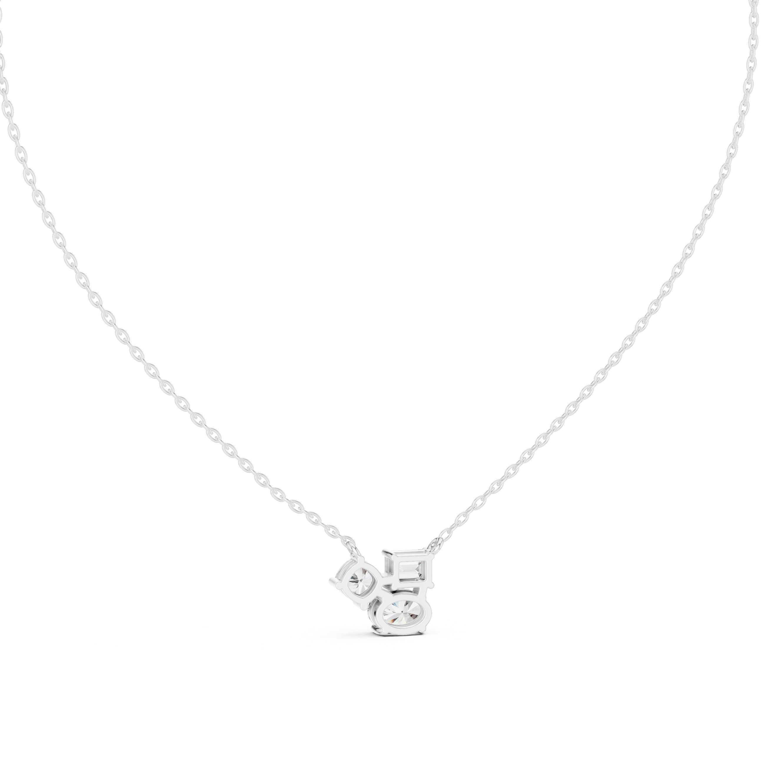 Mixed Cut Diamond Trio Pendant Necklace