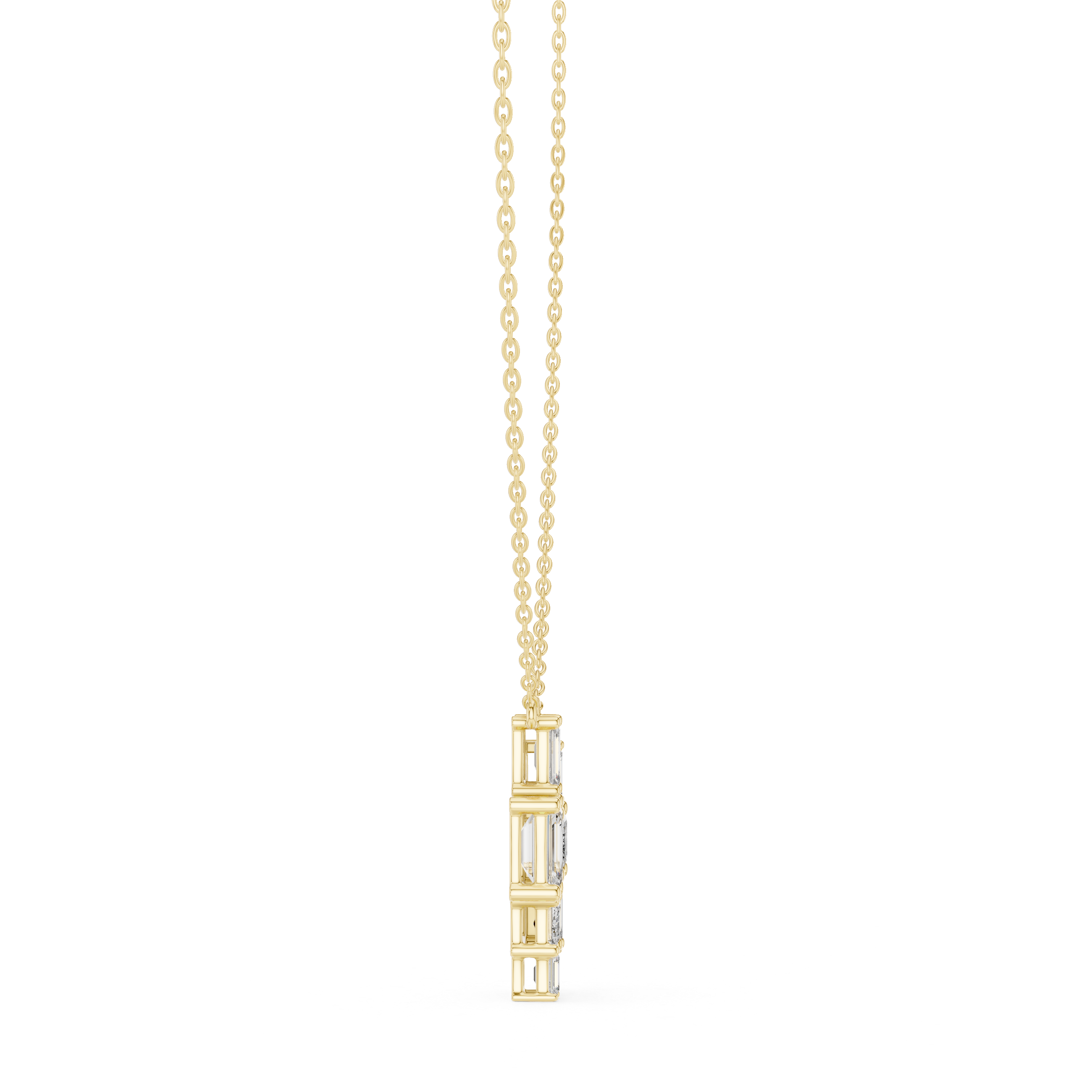 Emerald Cut Diamond Cluster Pendant Necklace