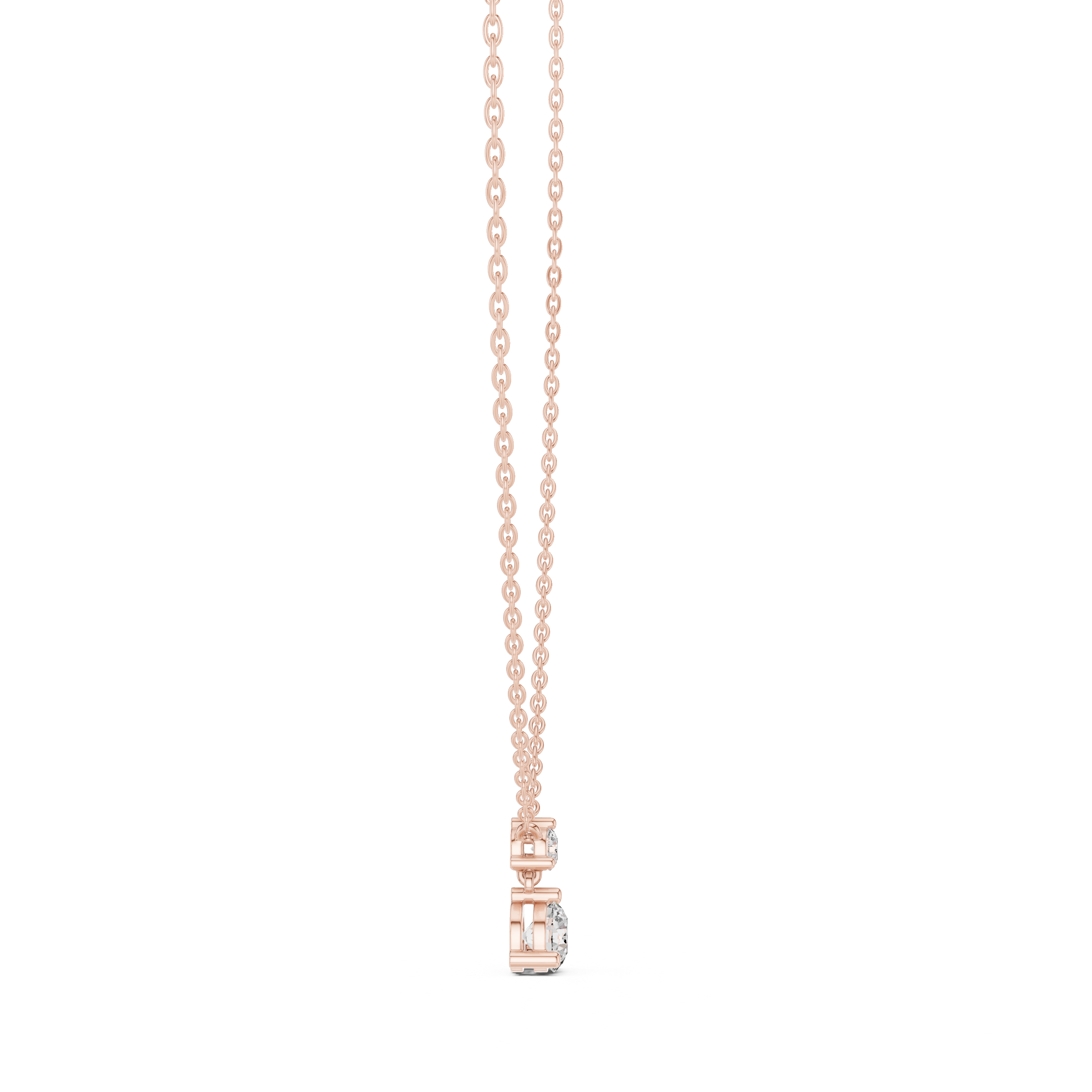 Two-Stone Drop Diamond Pendant Necklace – Minimal Dangle Design