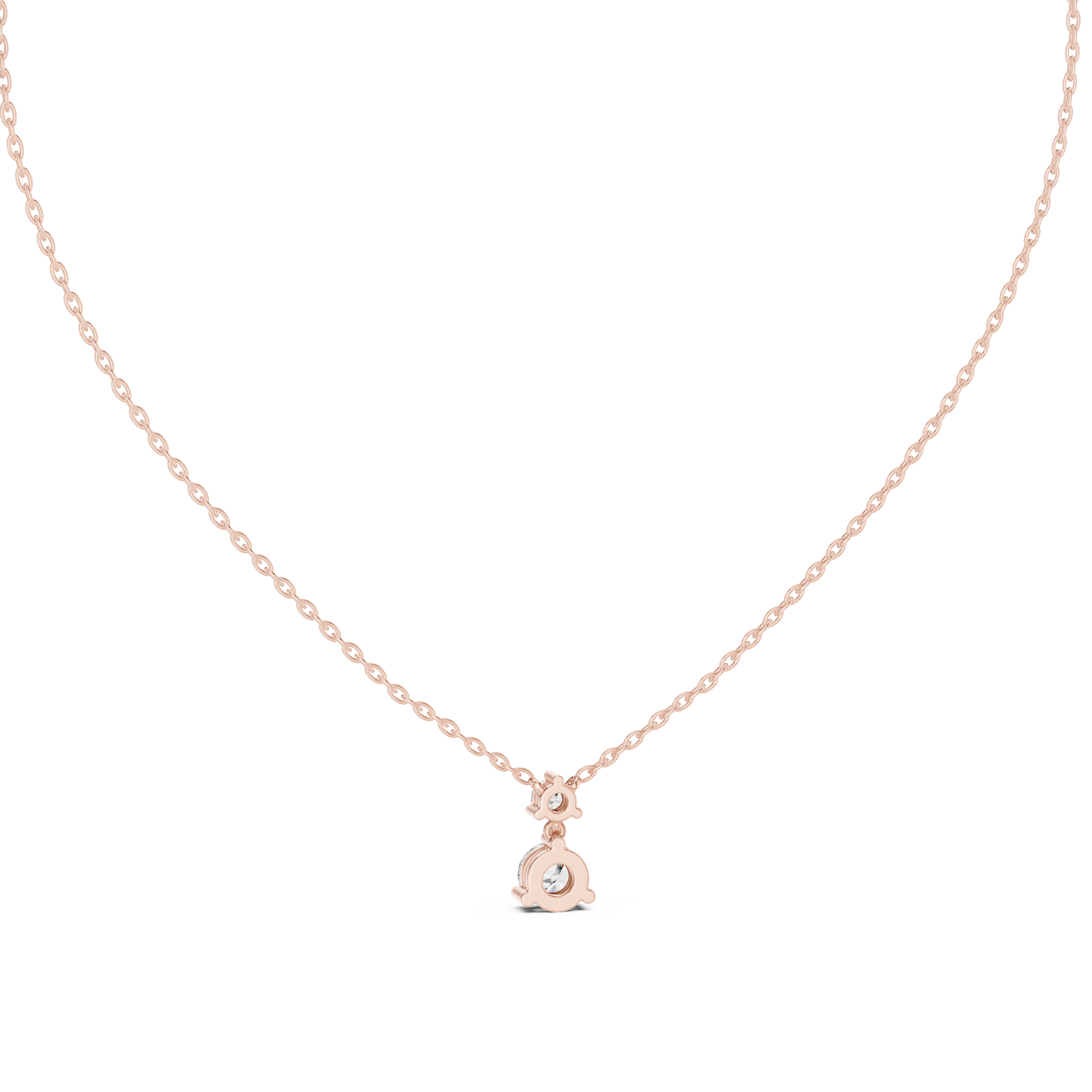 Two-Stone Drop Diamond Pendant Necklace – Minimal Dangle Design