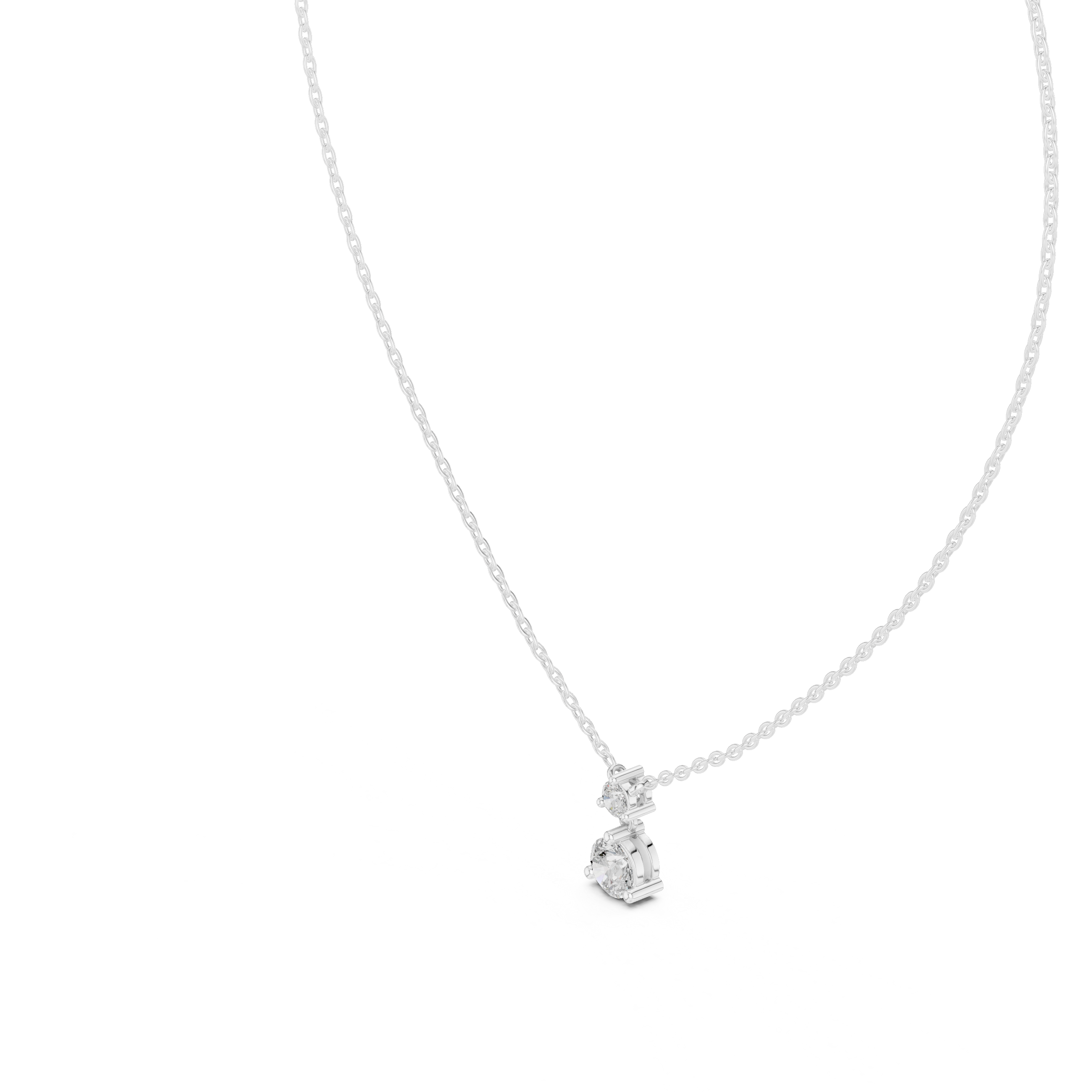 Two-Stone Drop Diamond Pendant Necklace – Minimal Dangle Design