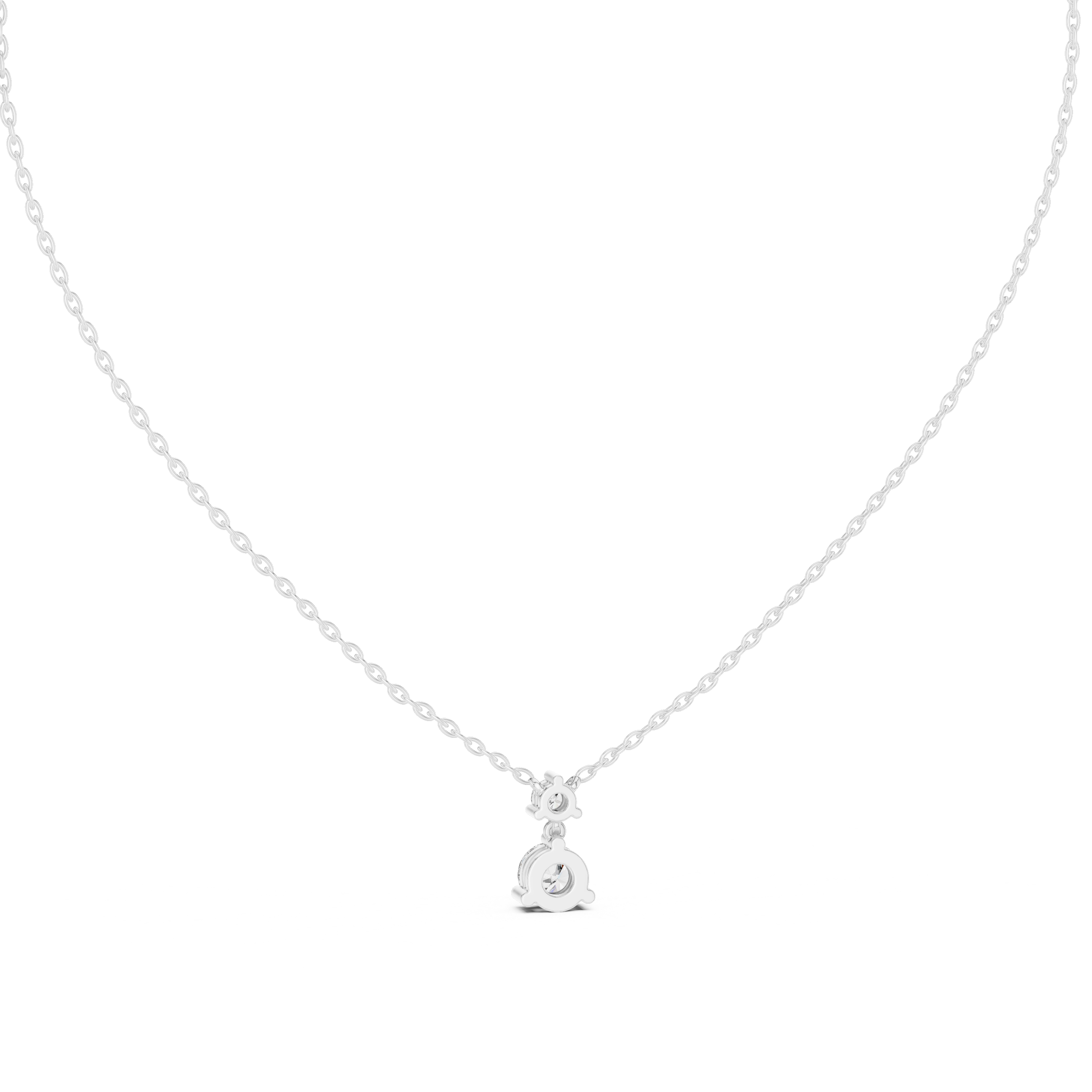 Two-Stone Drop Diamond Pendant Necklace – Minimal Dangle Design