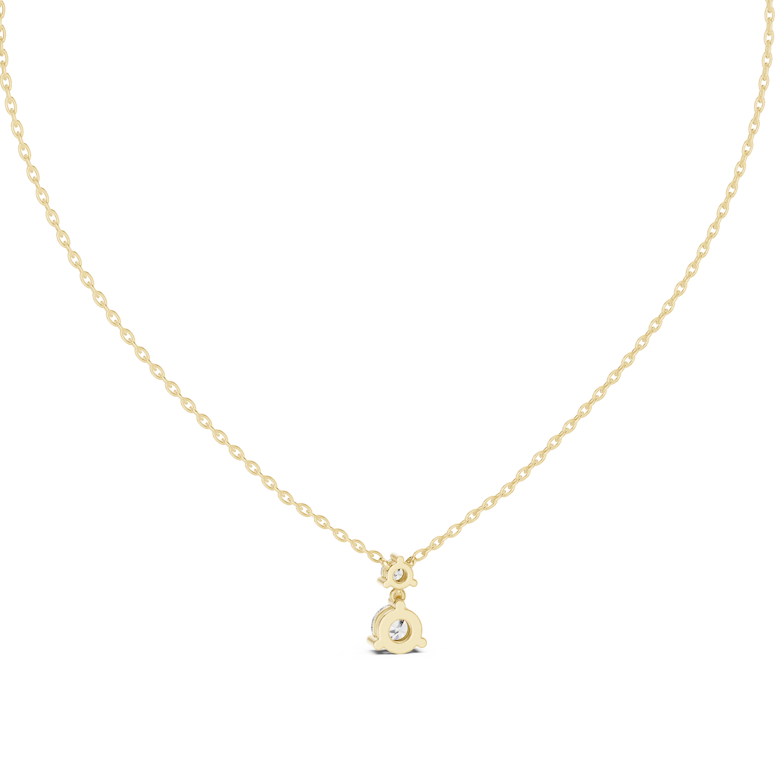 Two-Stone Drop Diamond Pendant Necklace – Minimal Dangle Design