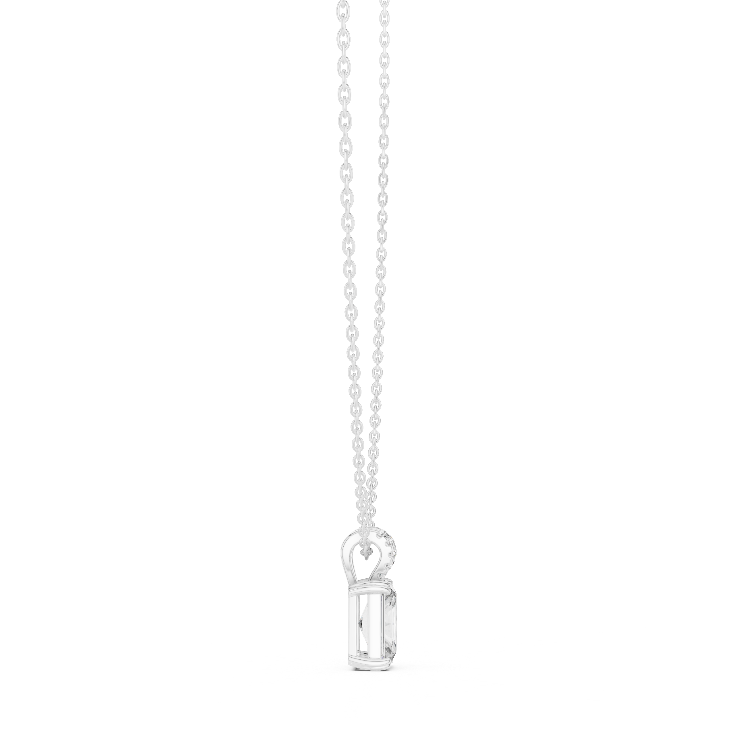 Radiant Cut Diamond Pendant Necklace – Modern Solitaire with Pavé Bail