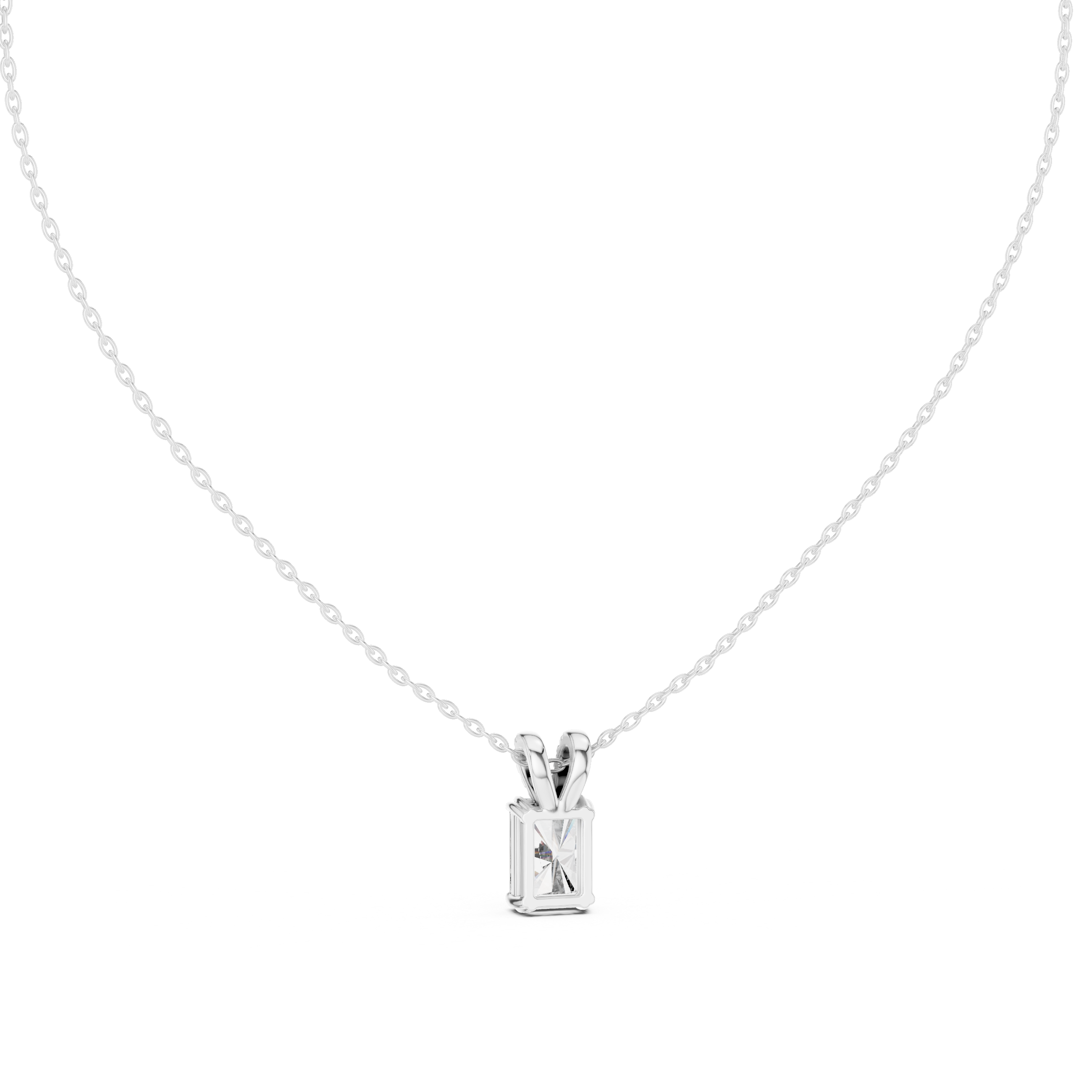 Radiant Cut Diamond Pendant Necklace – Modern Solitaire with Pavé Bail
