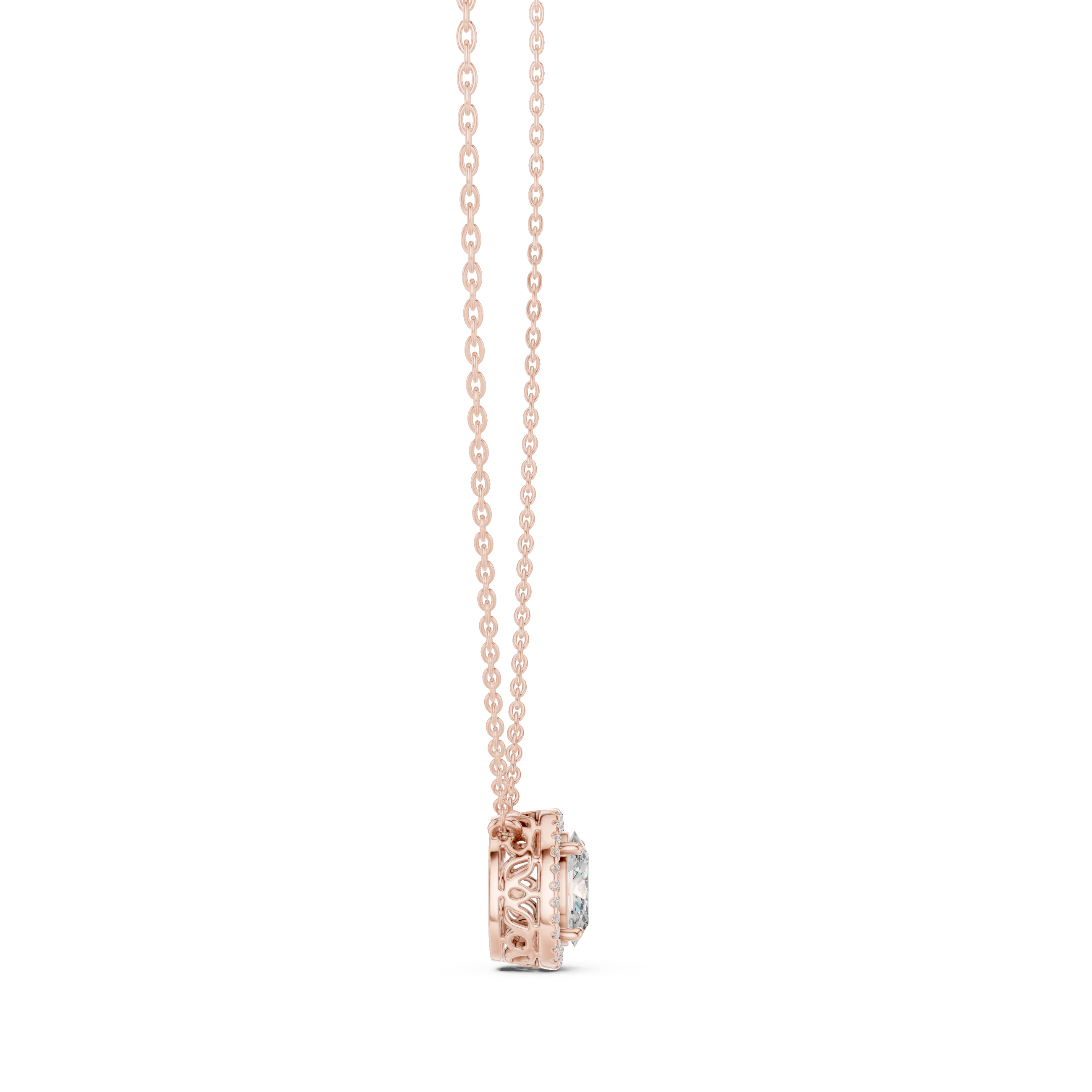 Oval Cut Diamond Halo Pendant Necklace – Classic Elegant Design