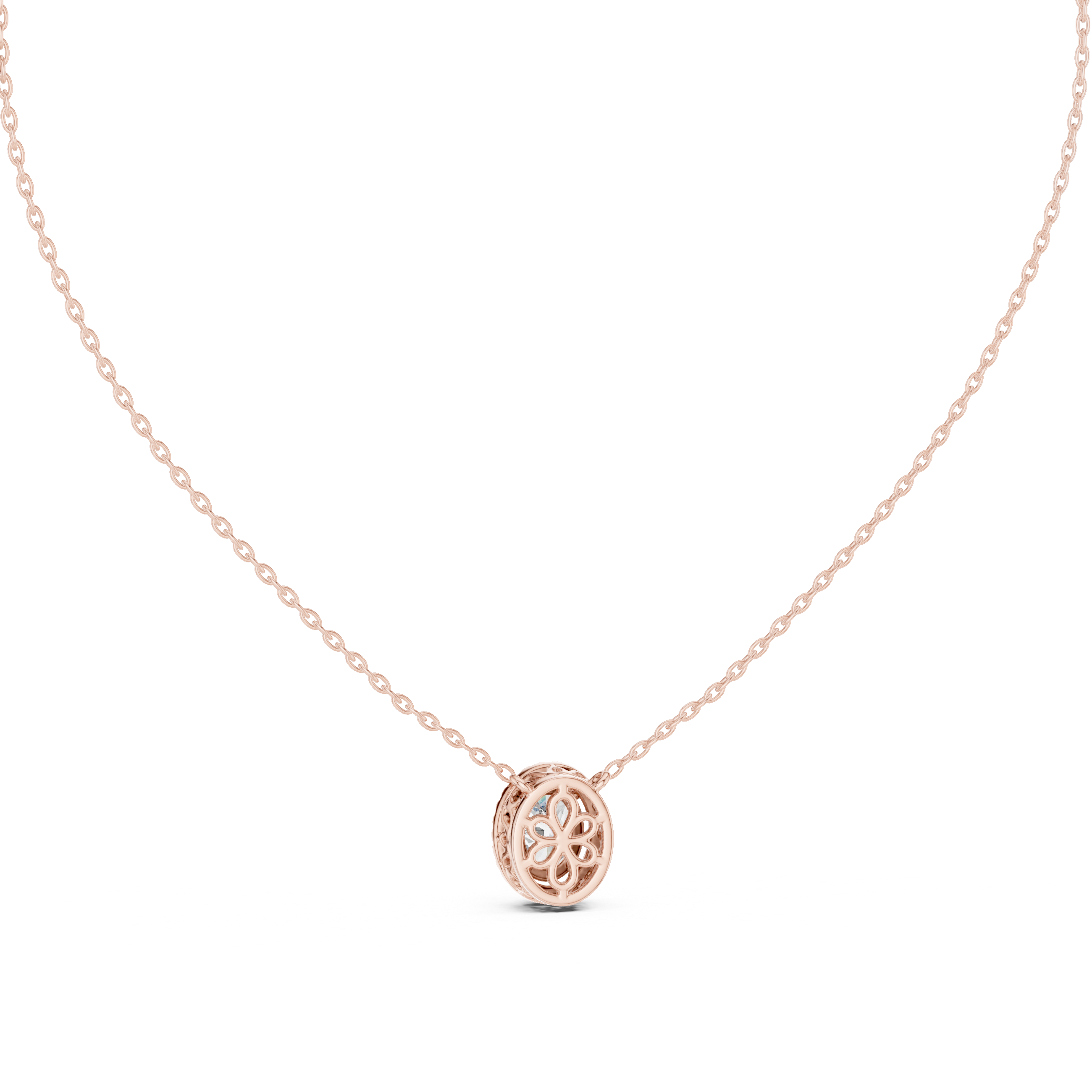 Oval Cut Diamond Halo Pendant Necklace – Classic Elegant Design