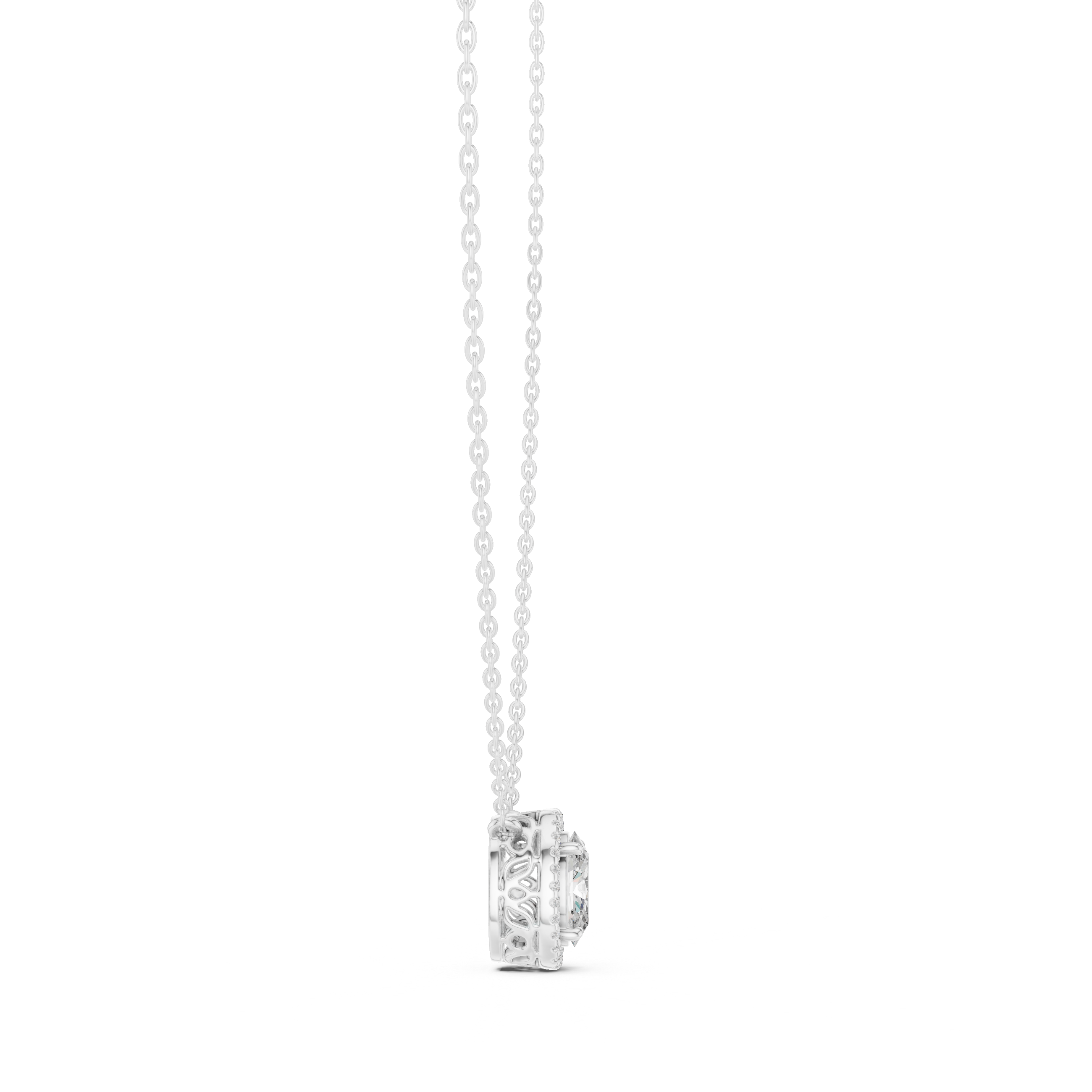 Oval Cut Diamond Halo Pendant Necklace – Classic Elegant Design