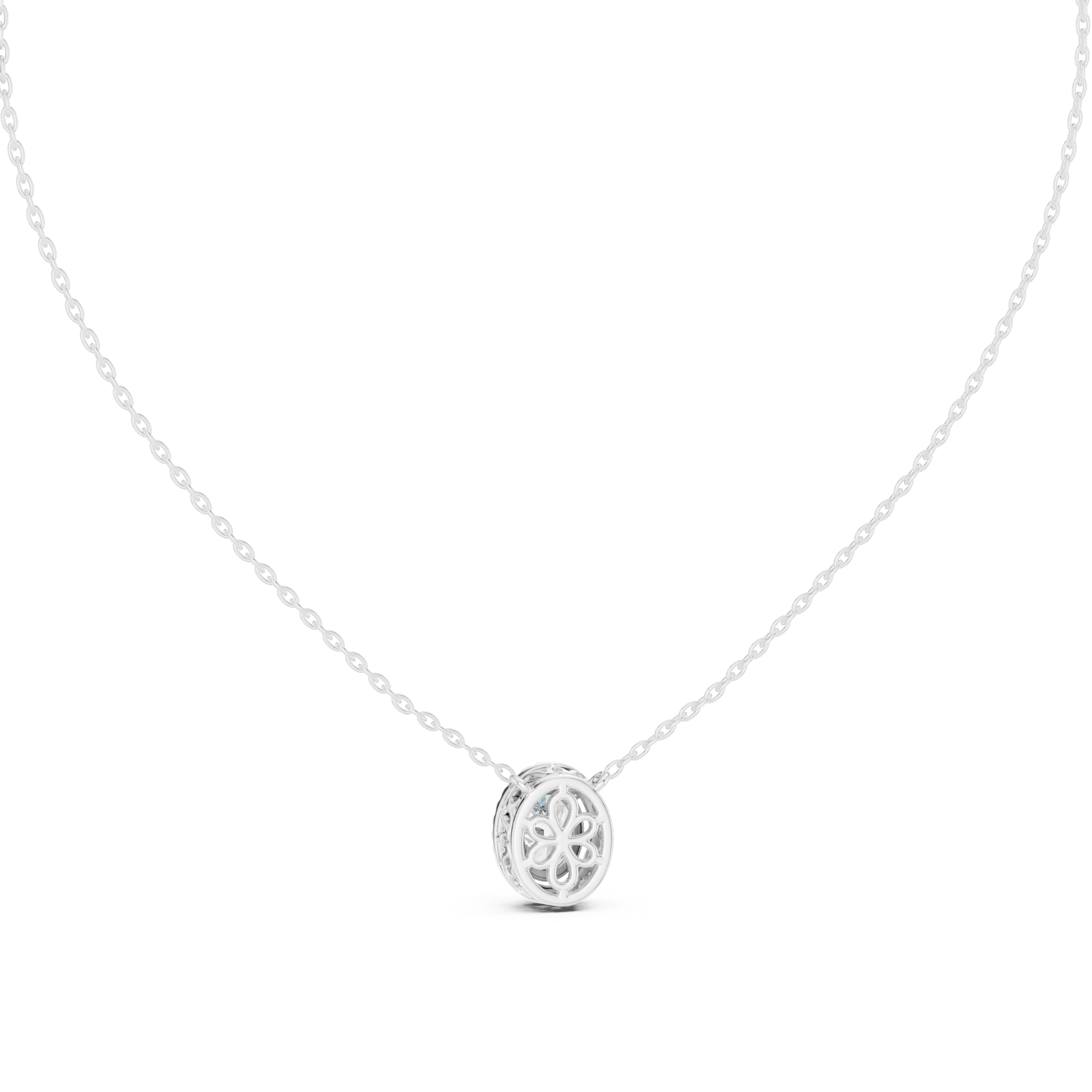 Oval Cut Diamond Halo Pendant Necklace – Classic Elegant Design